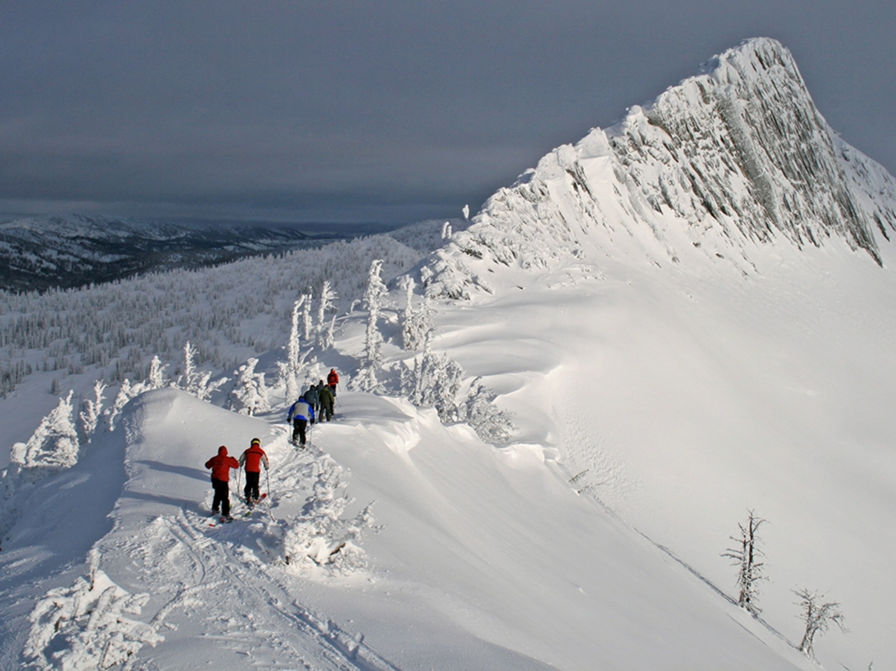 skiers hiking at Brundage Mountain, McCall, Idaho