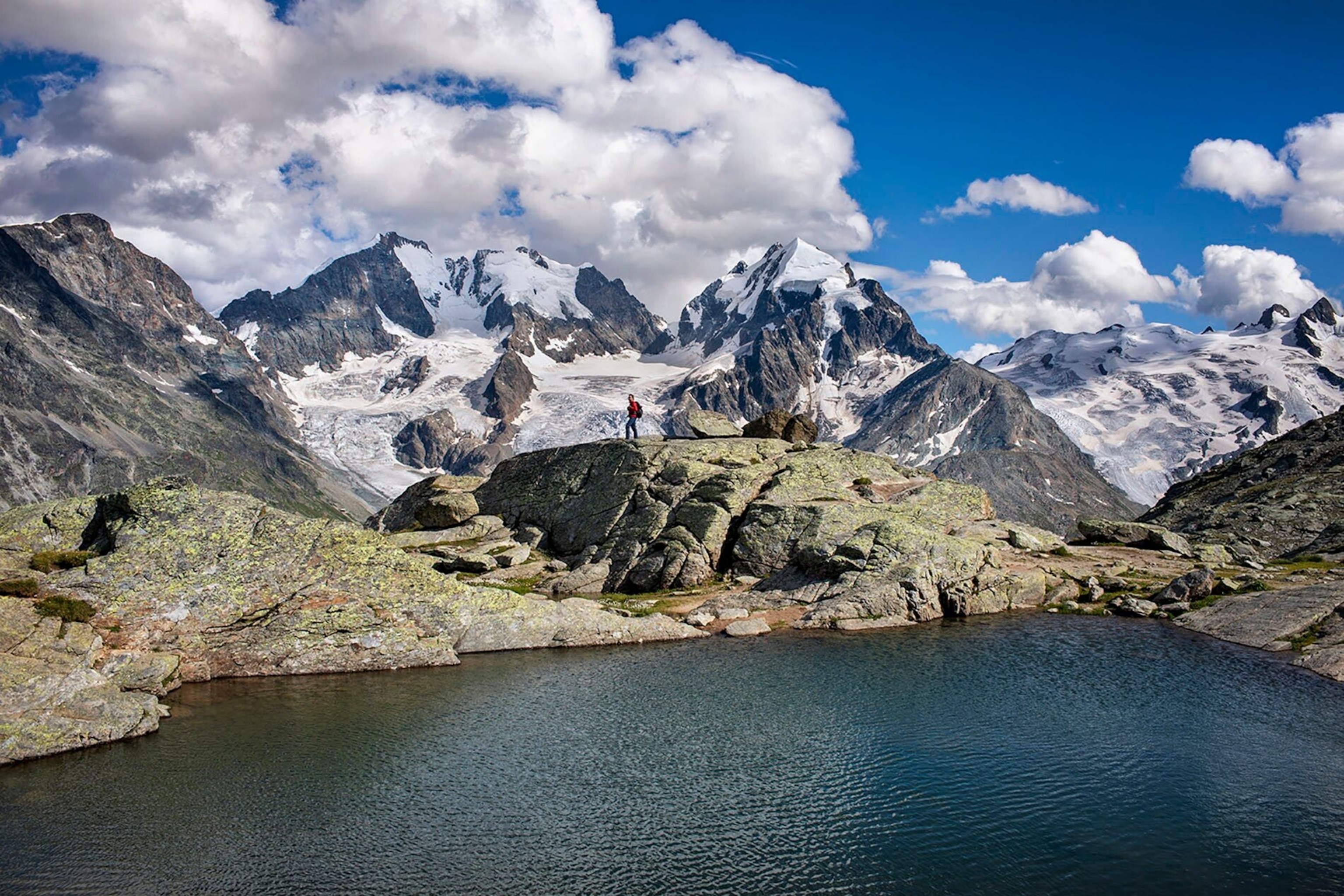The hike to Fuorcla Surlej from St. Moritz is fairly easy, and walkers can reach this dazzling lake in less than two hours.