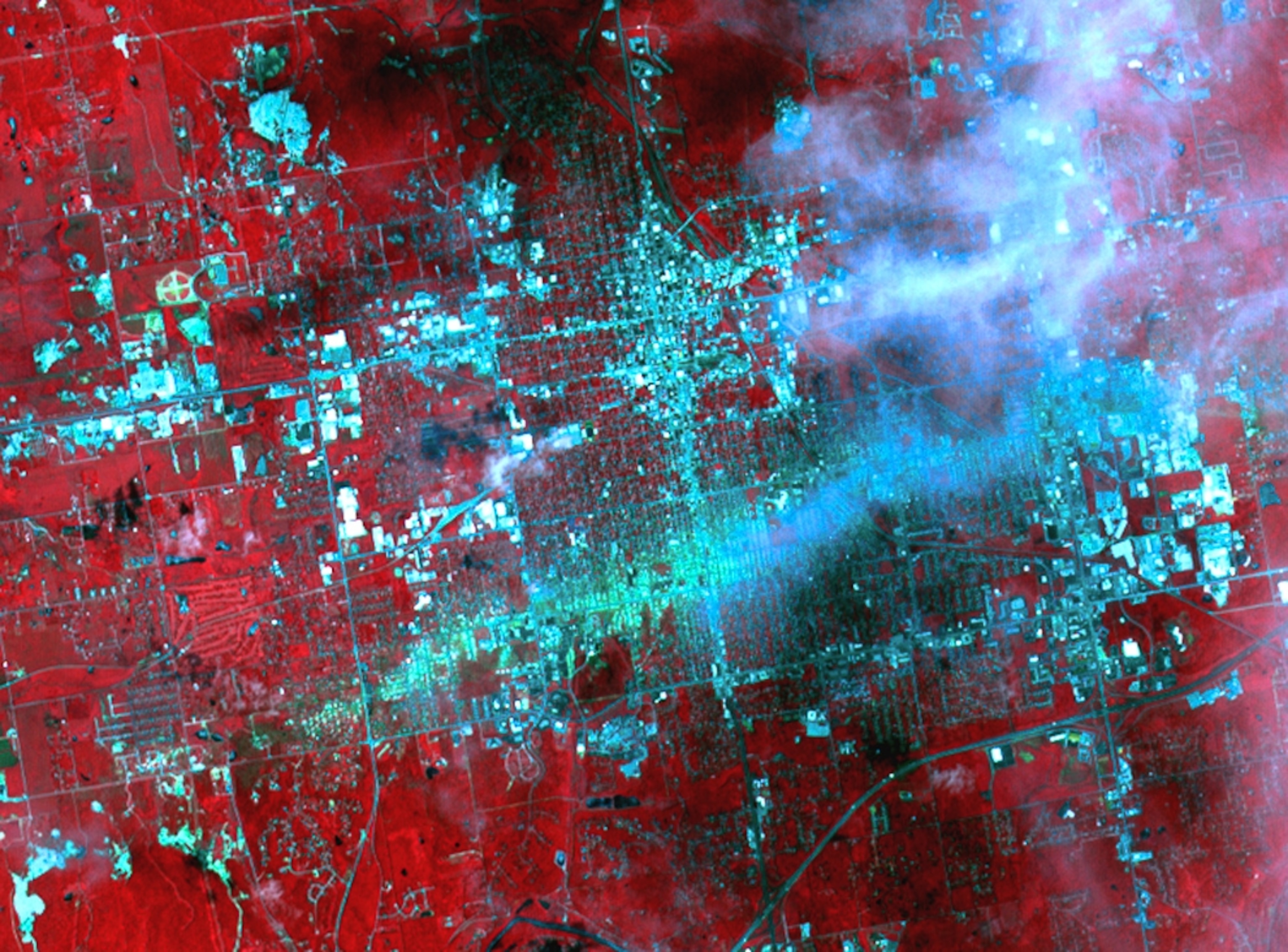 Space picture: a satellite image shows the destruction wreaked by a tornado.