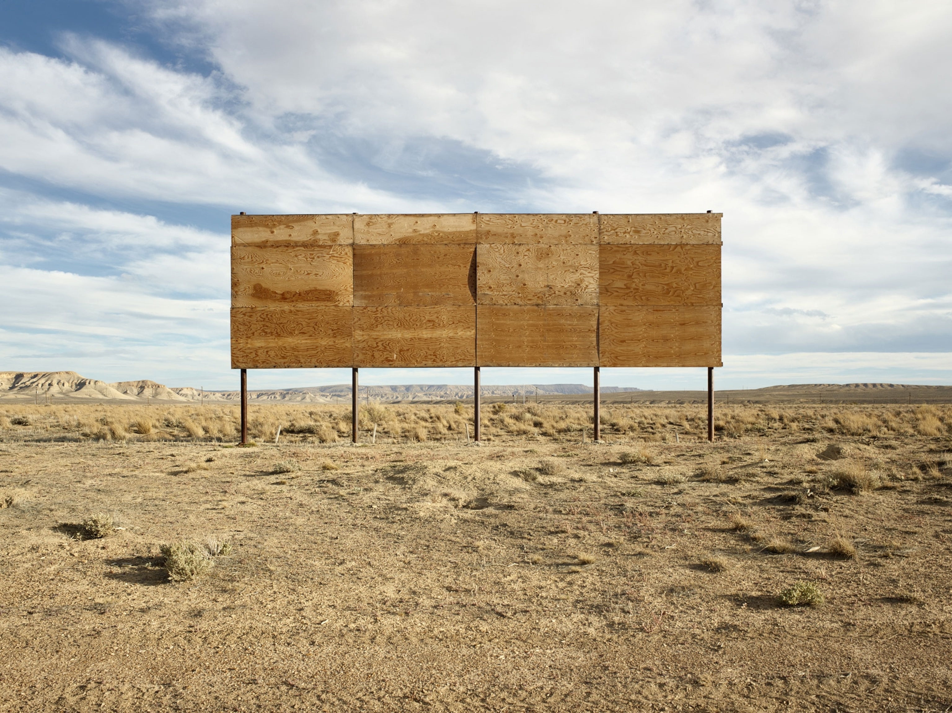 a blank billboard in an open field in Rock Springs, Wyoming