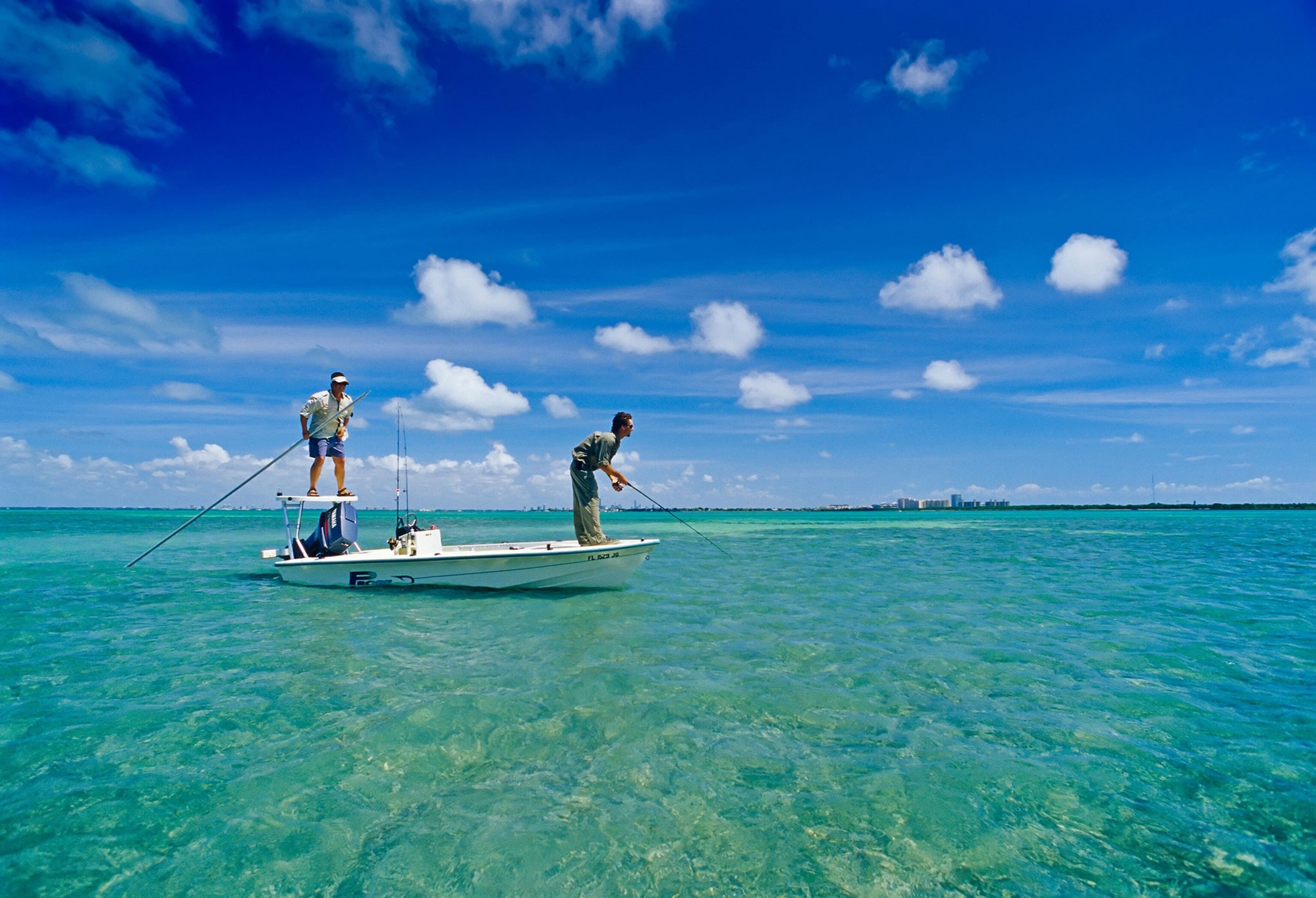 two fisherman flat fishing for bonefish in Biscayne National Park, Florida