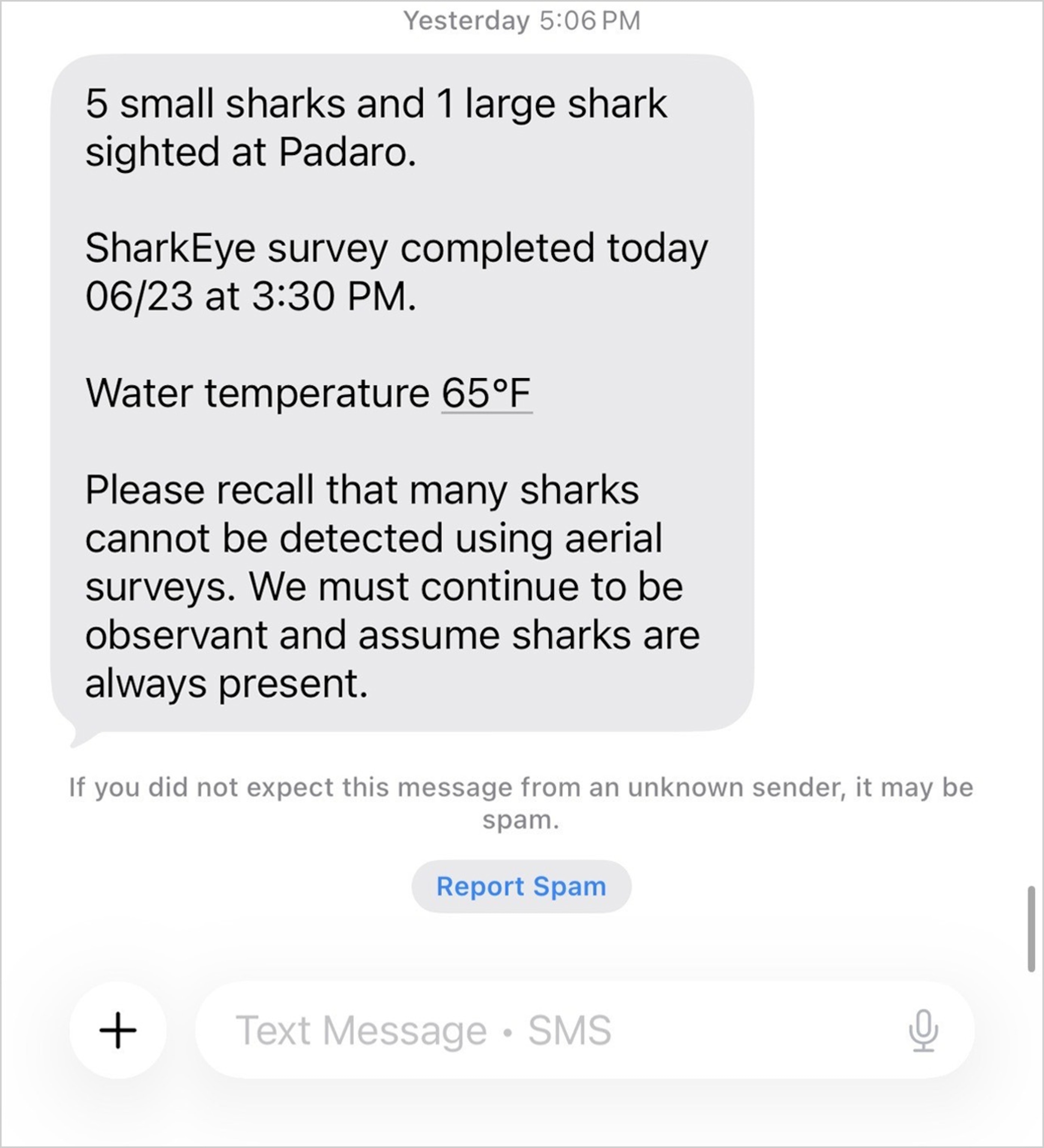 a screenshot of a text message on iphone
