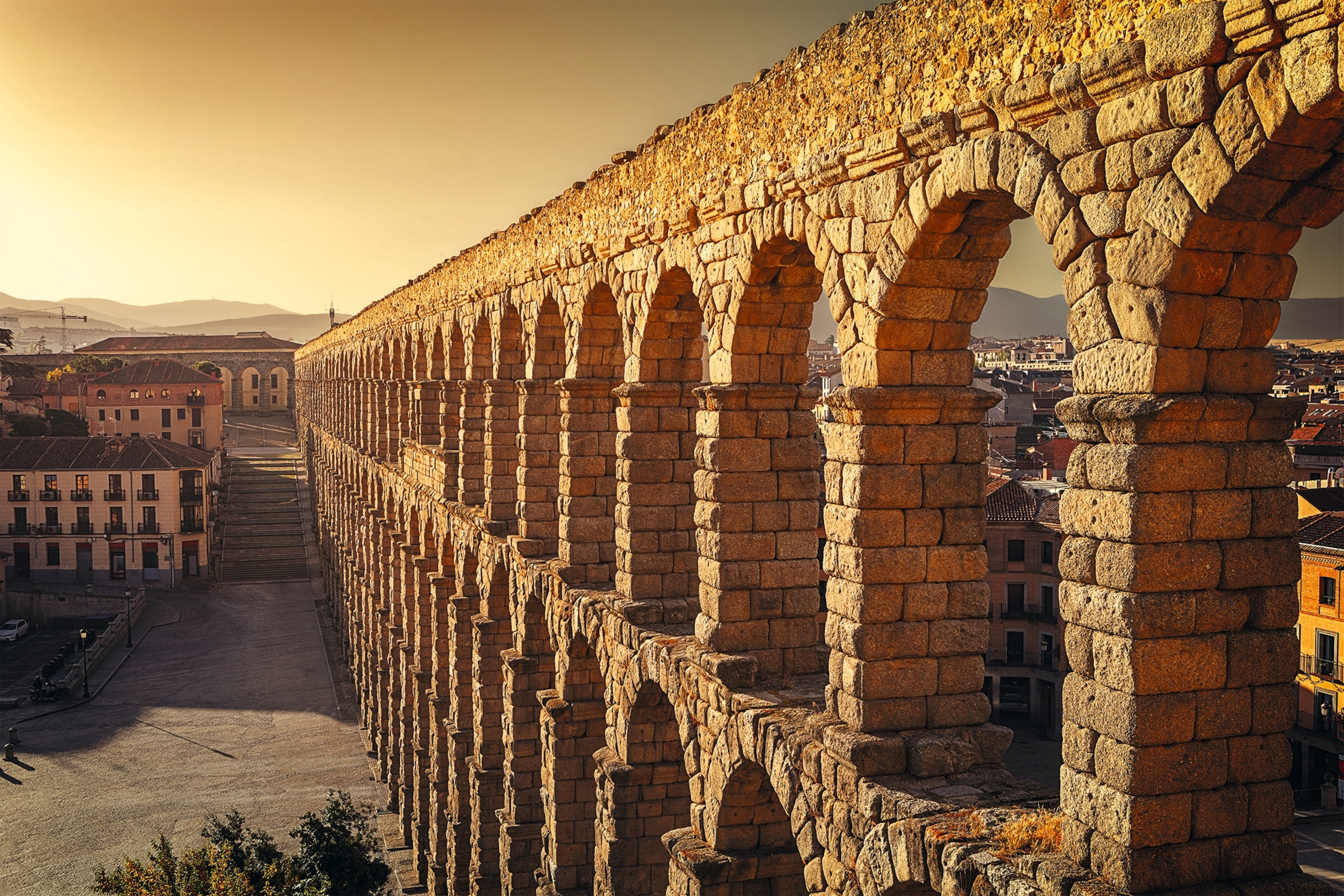 The aqueduct of Segovia in central Spain is pictured.
