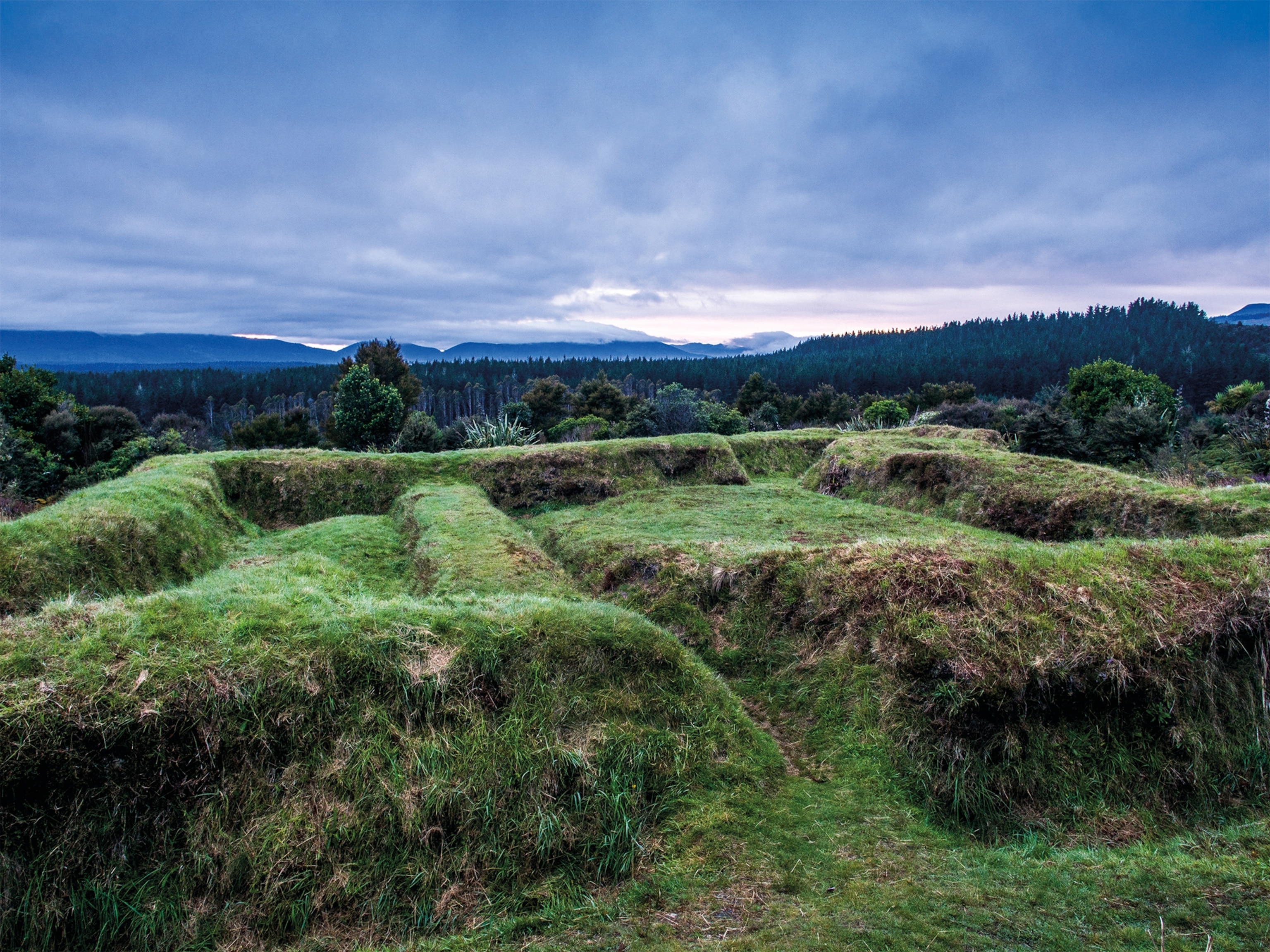 A reconstruction of the Māori fortification.