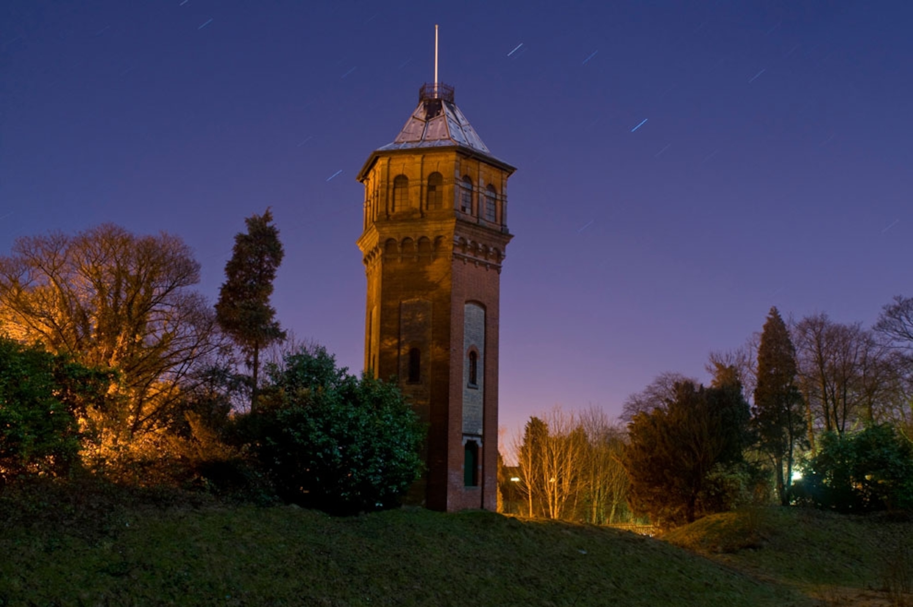 Victorian Water Tower in Gainsborough, Lincolnshire at Night