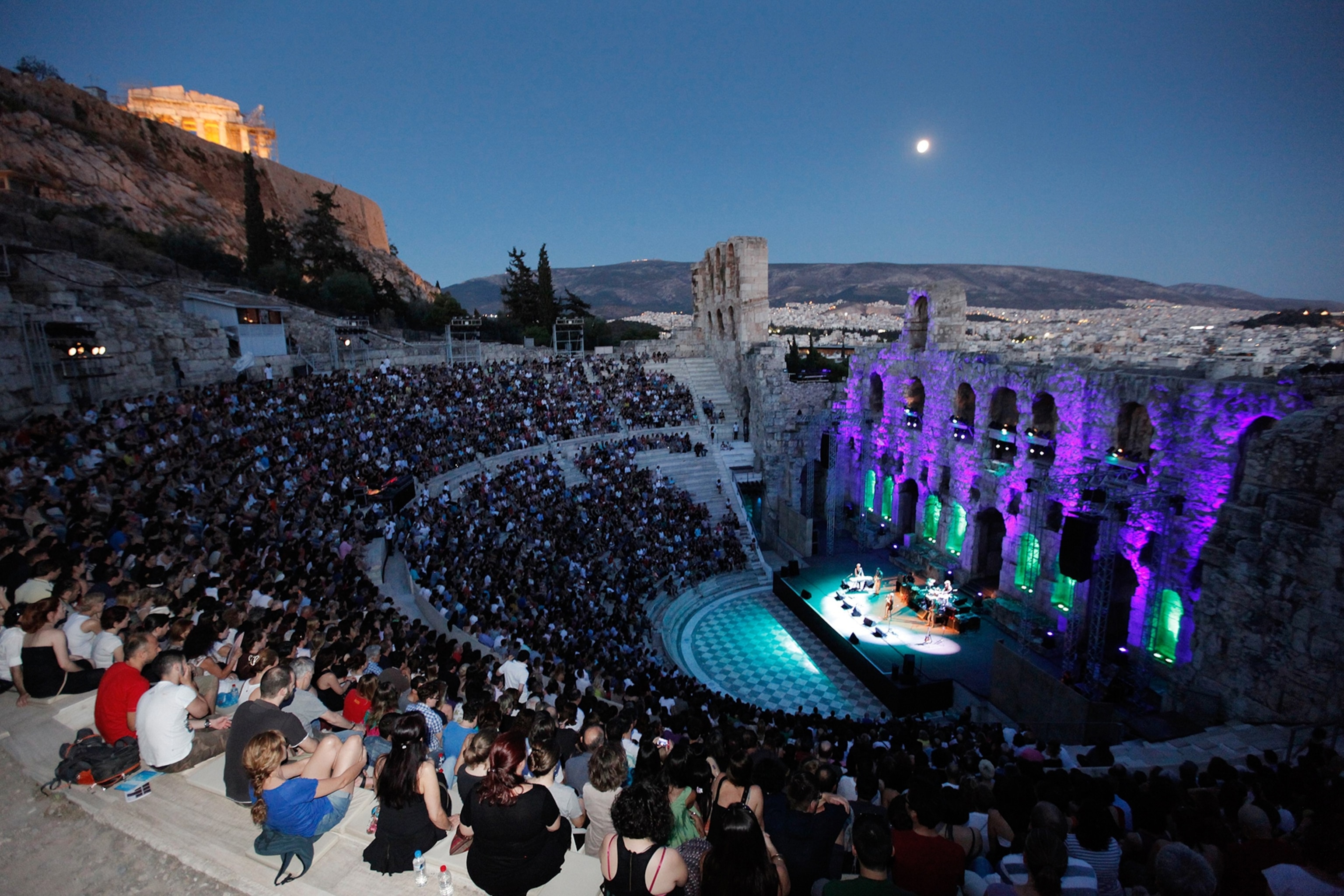 people watching a performance at the Odeon of Herodes Atticus during the Athens and Epidaurus Festival in 2013, Athens, Greece