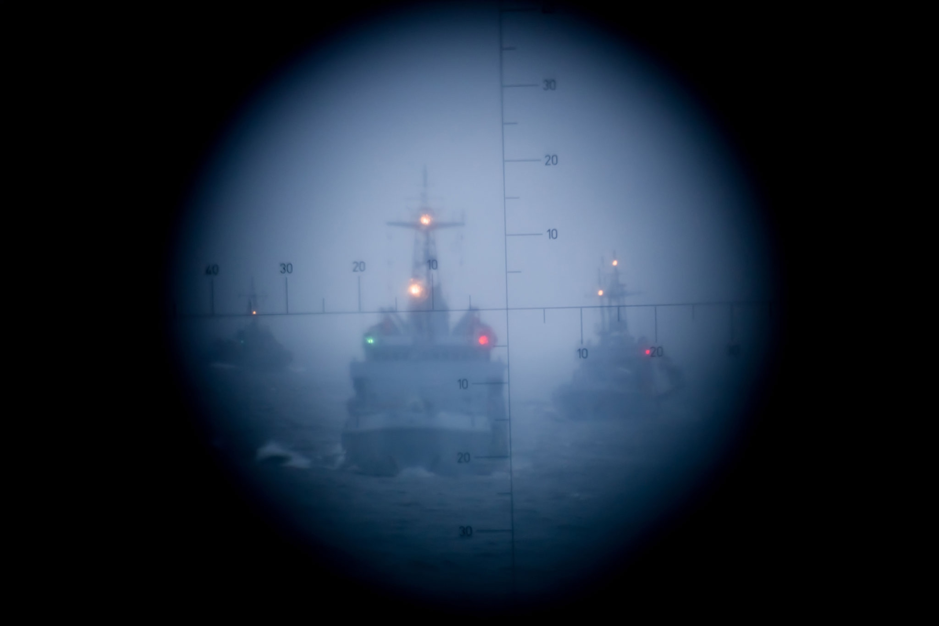 A Polish naval ship during war exercises.