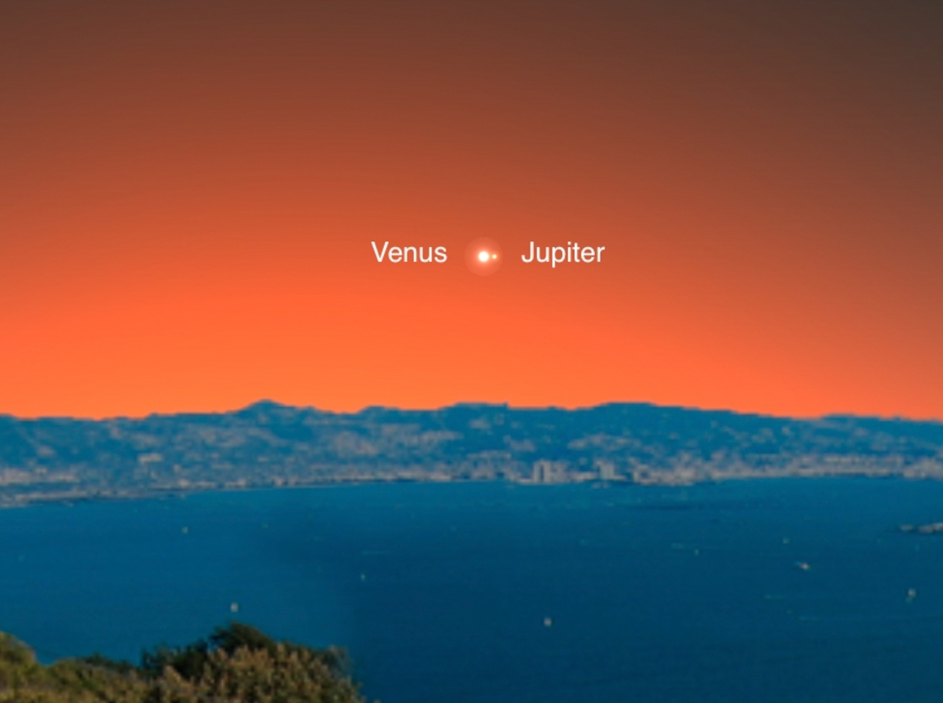 Venus and Jupiter close in the sky