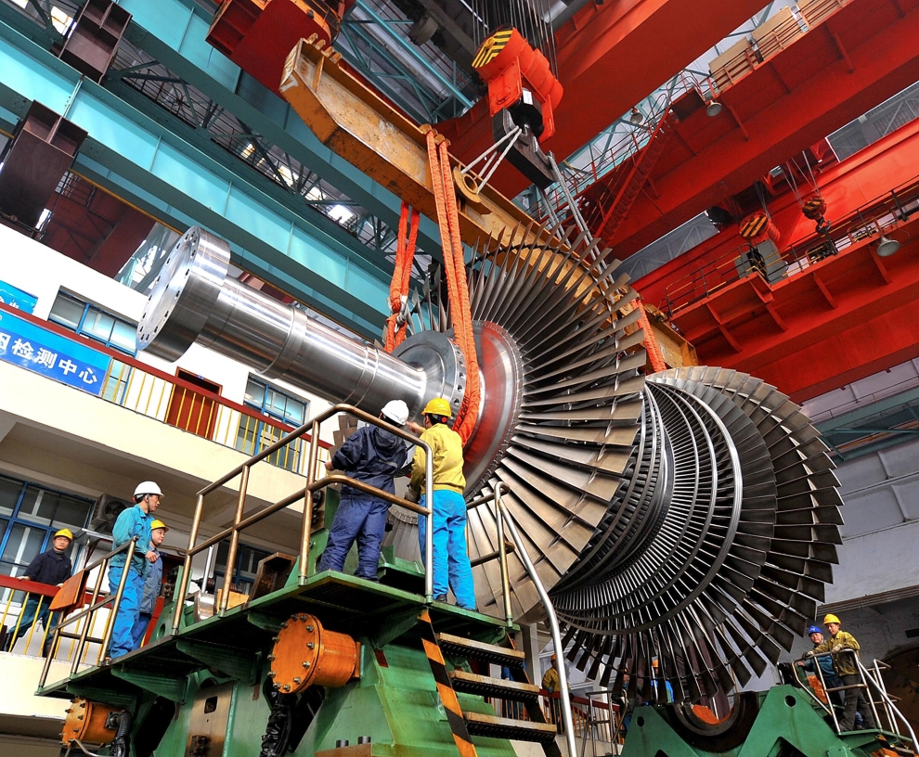 A 180-ton rotor, shown after fabrication last year, is now spinning inside a new plant in China