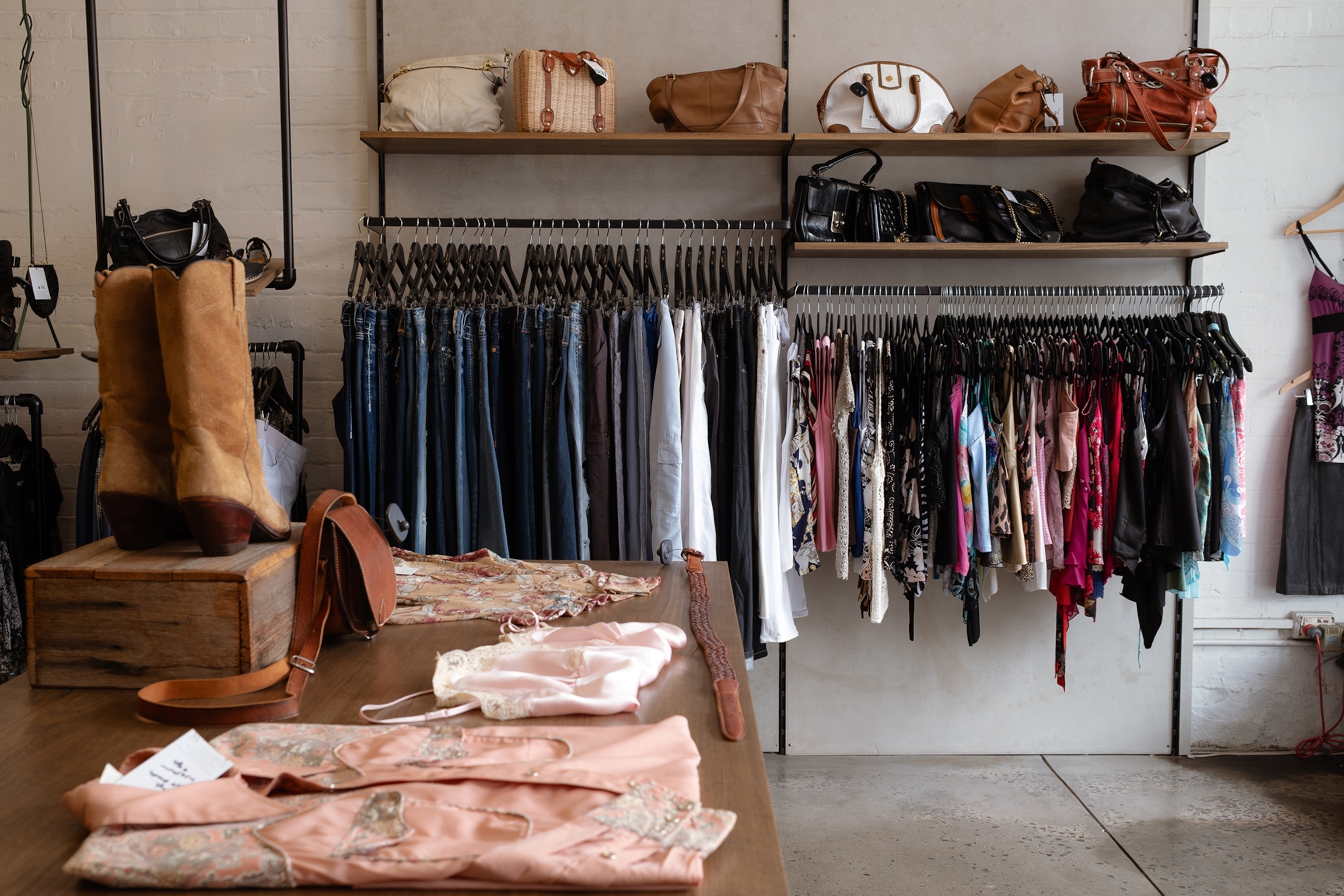 A contemporary shop stocks high-quality clothes and accessories.