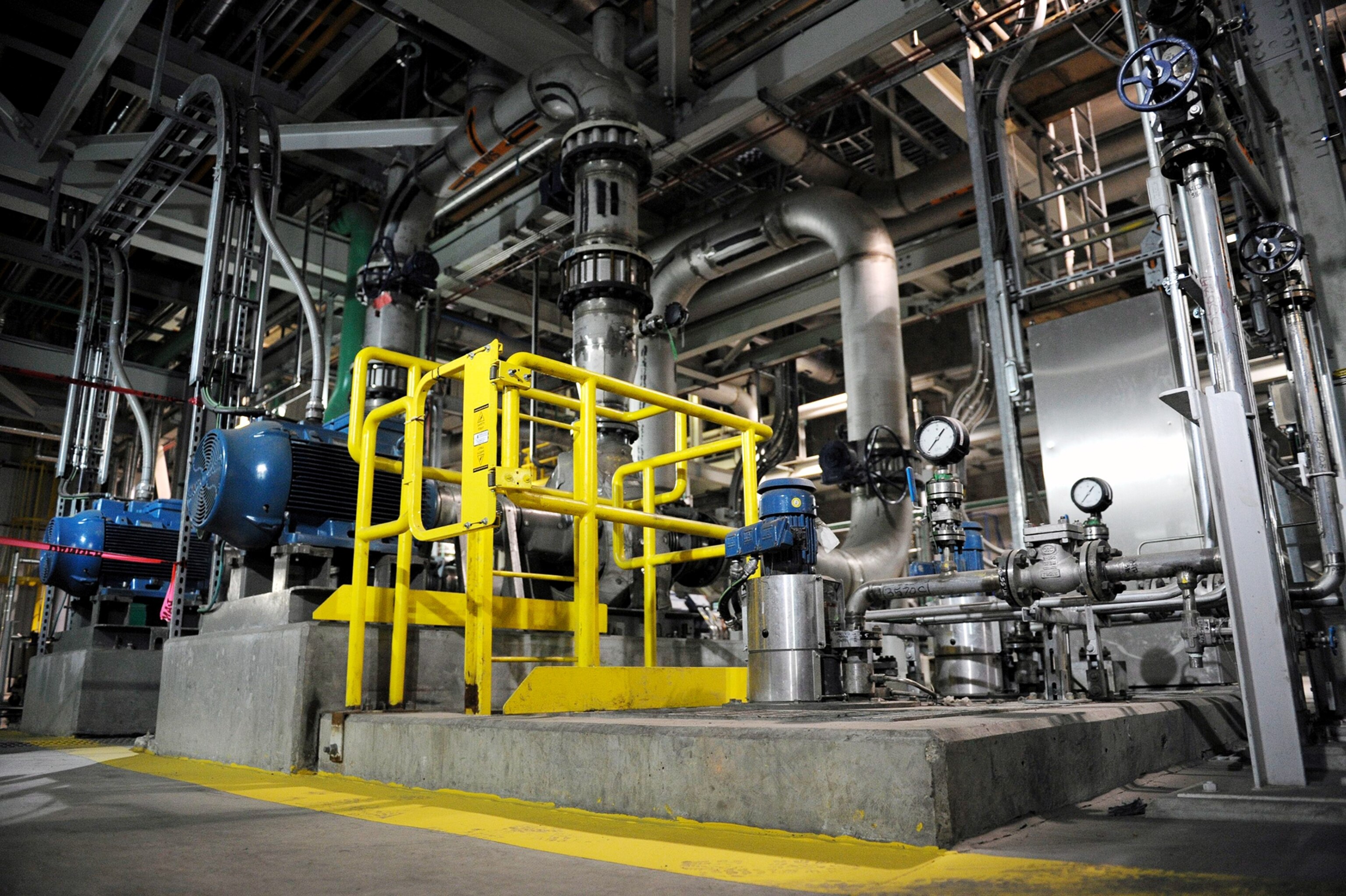 pipes and tanks inside the carbon capture facility of the Boundary Dam Power Station in Estevan, Saskatchewan