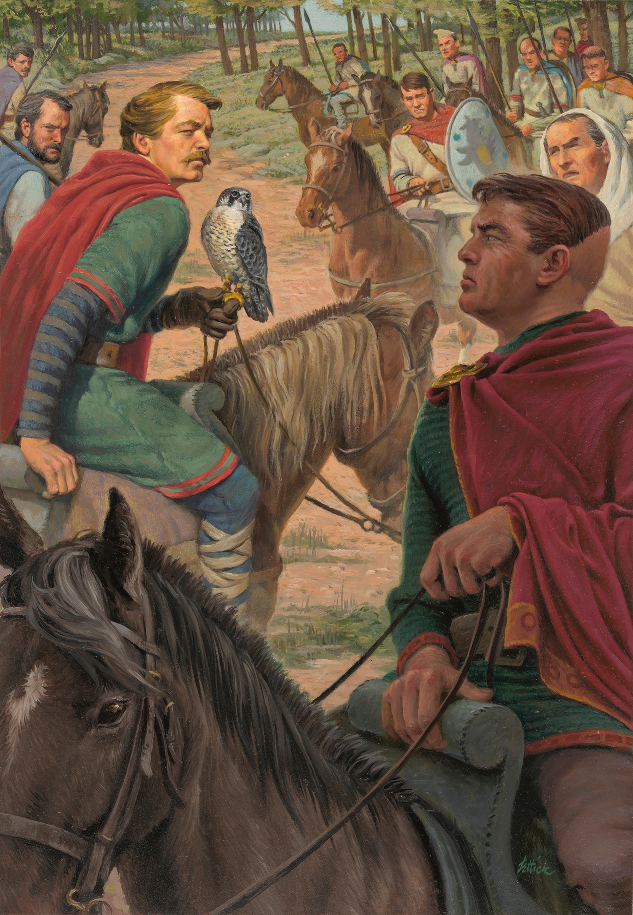 Painting of meeting depicted in Bayeux Tapersty of Harold and William.