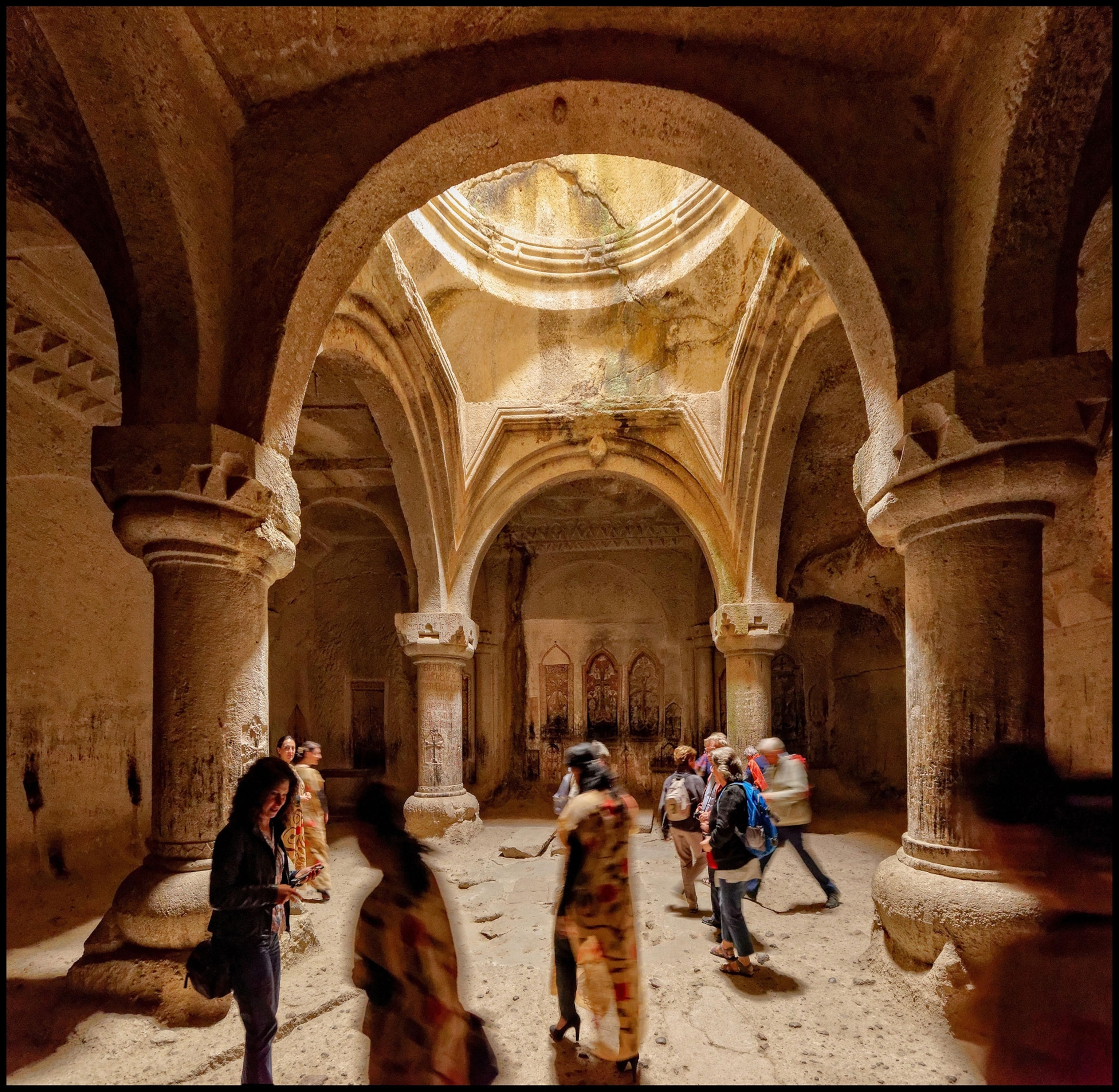 Troglodyte chapel of the Geghard Monastery (UNESCO).