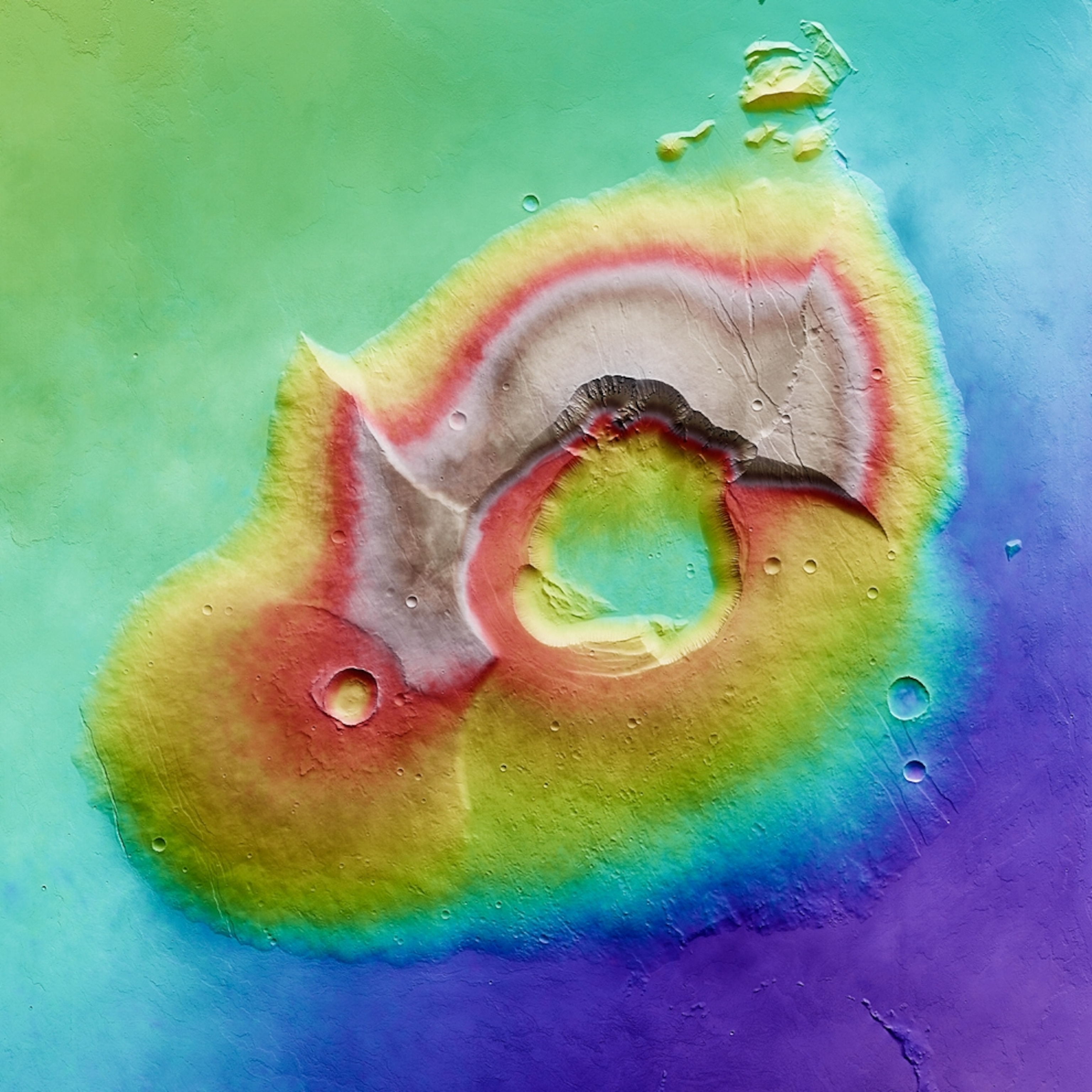 Mars volcano picture: Elevation map of Tharsis Tholus