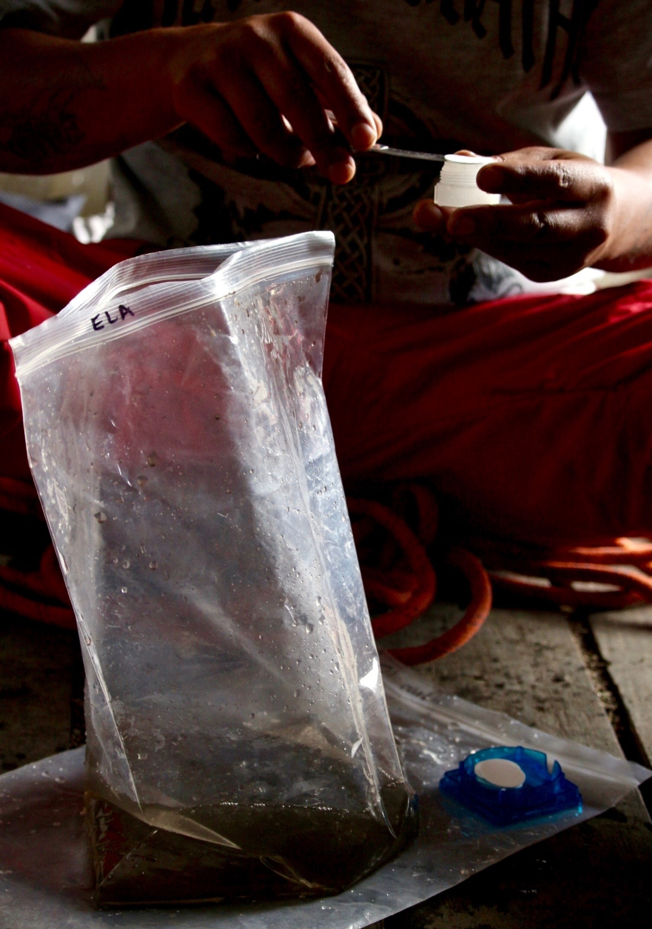 a melted snow sample full of pollutants