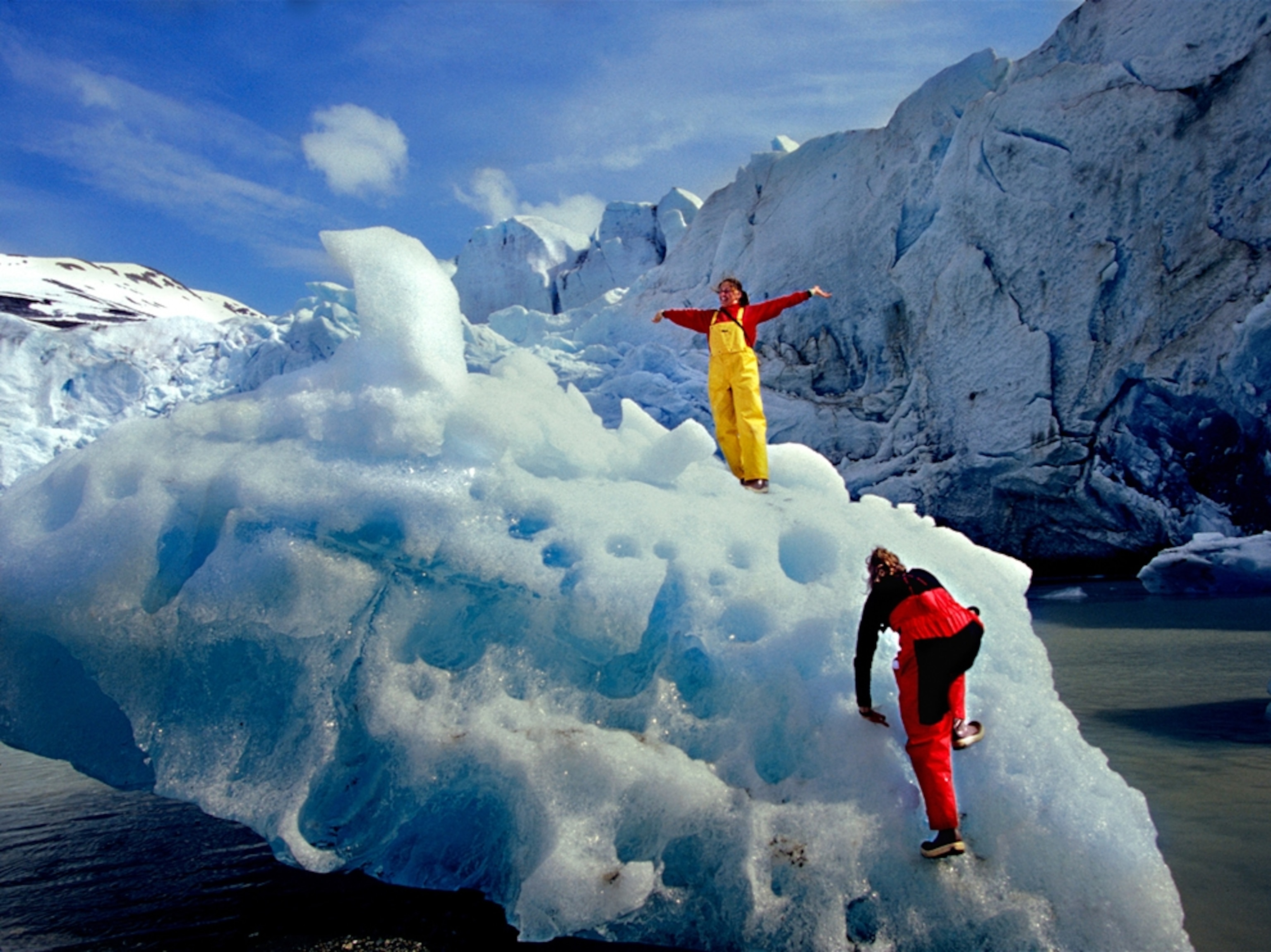 Two women on a glacier
