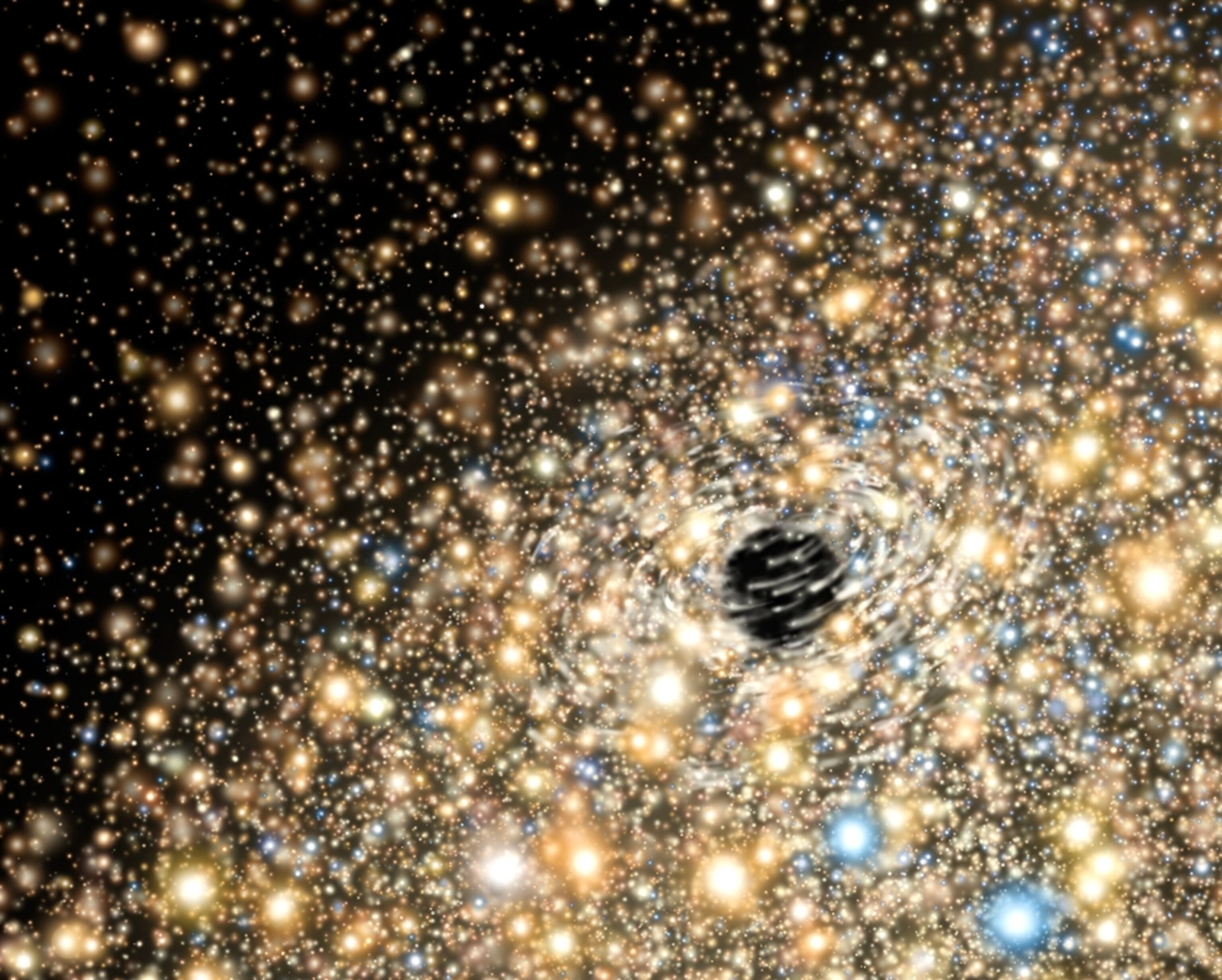 Black hole picture: illustration of stars around a black hole