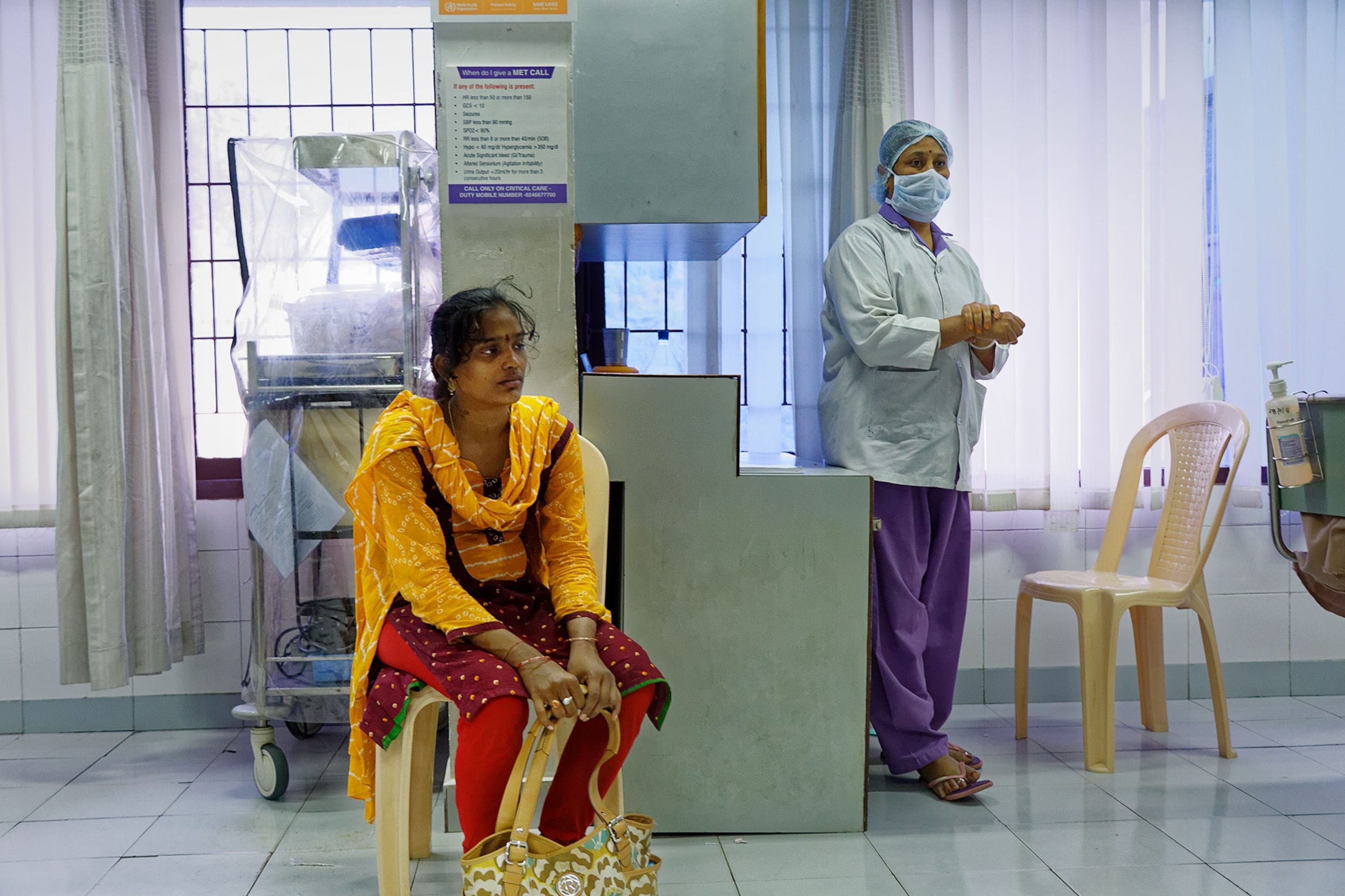 a woman in a hospital in India