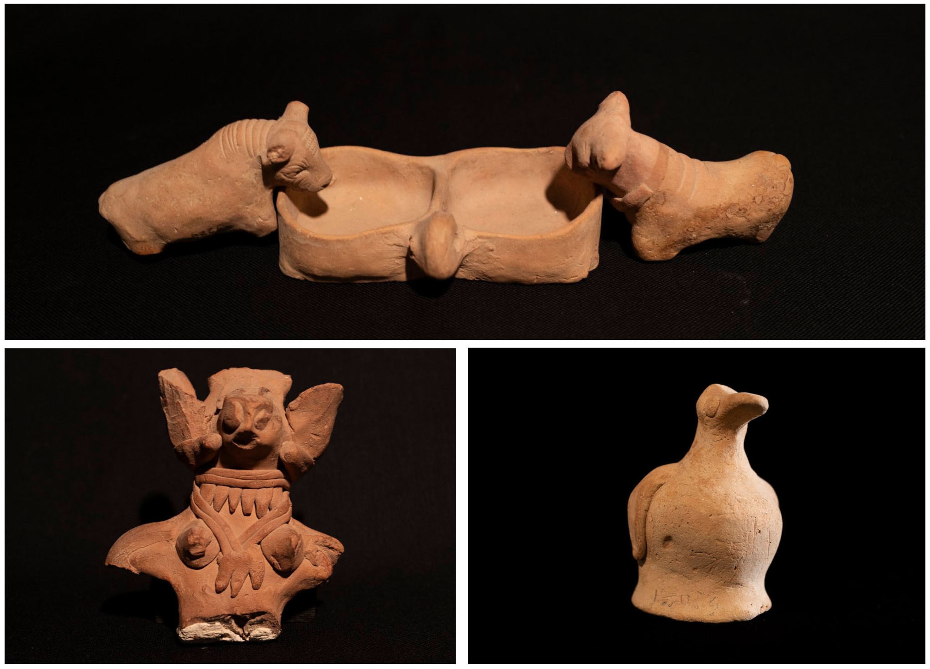 Three teracotta figures
