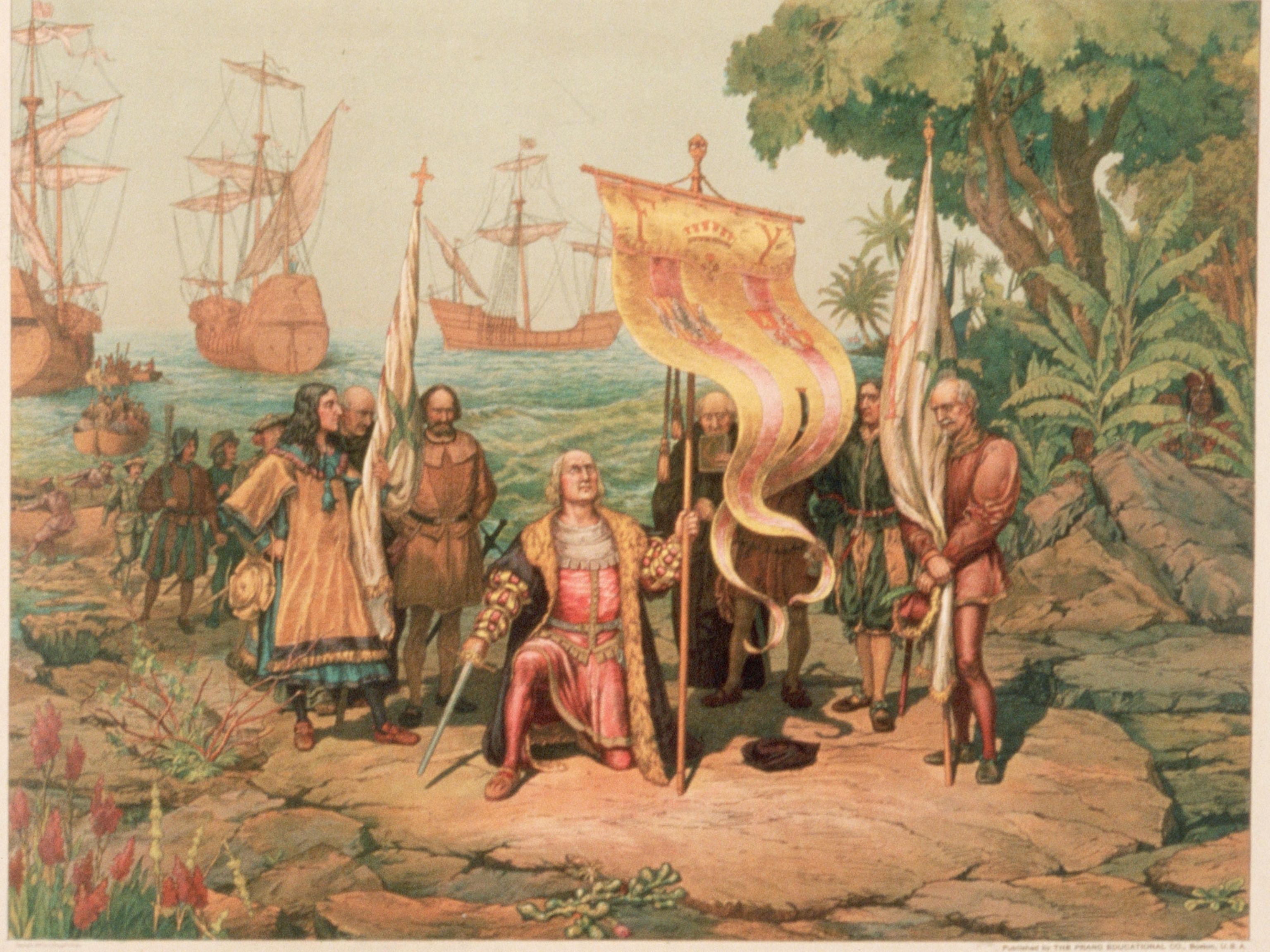 Painting of Christopher Columbus landing in the Americas