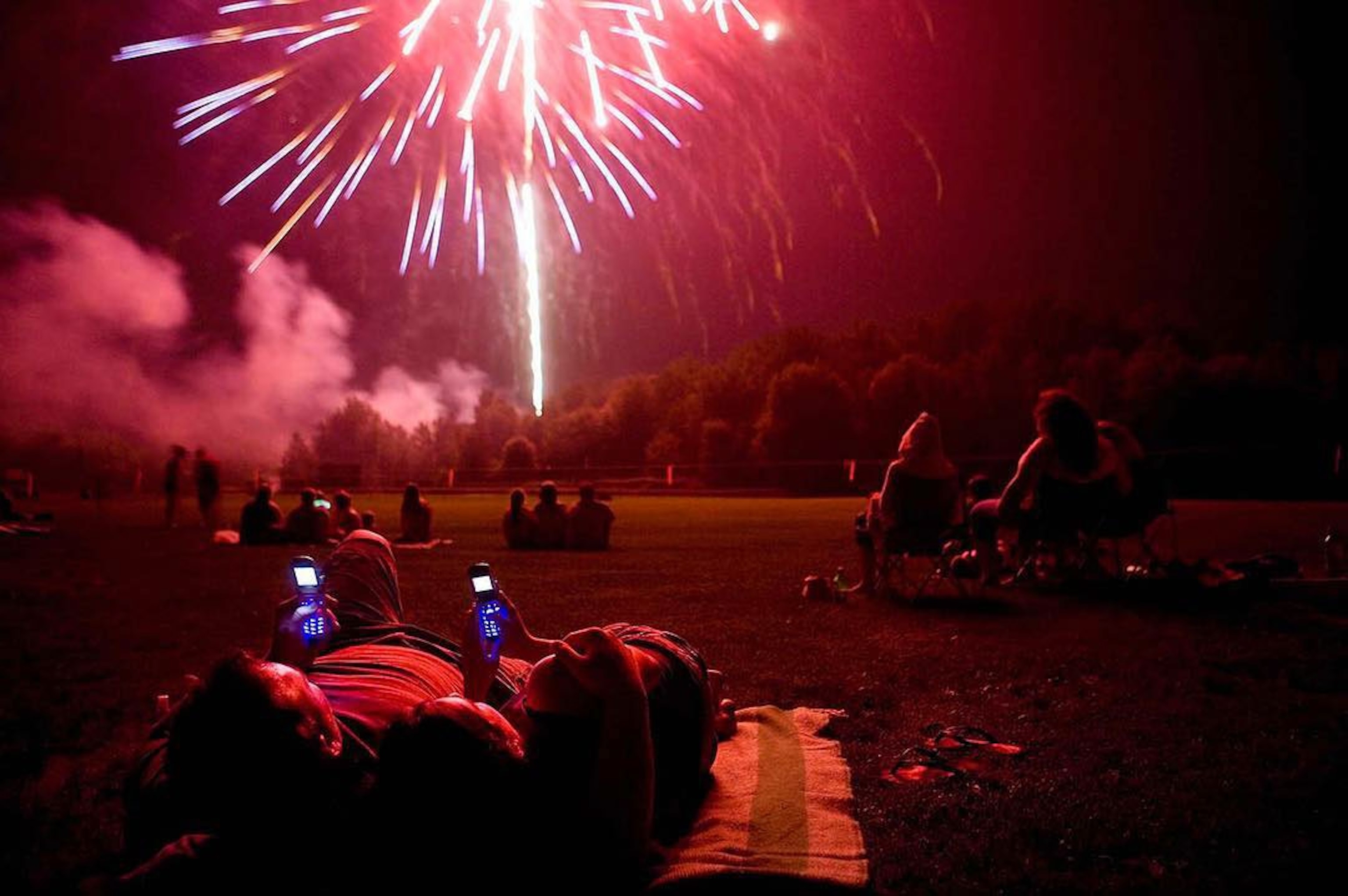 people watching fireworks in New Hampshire