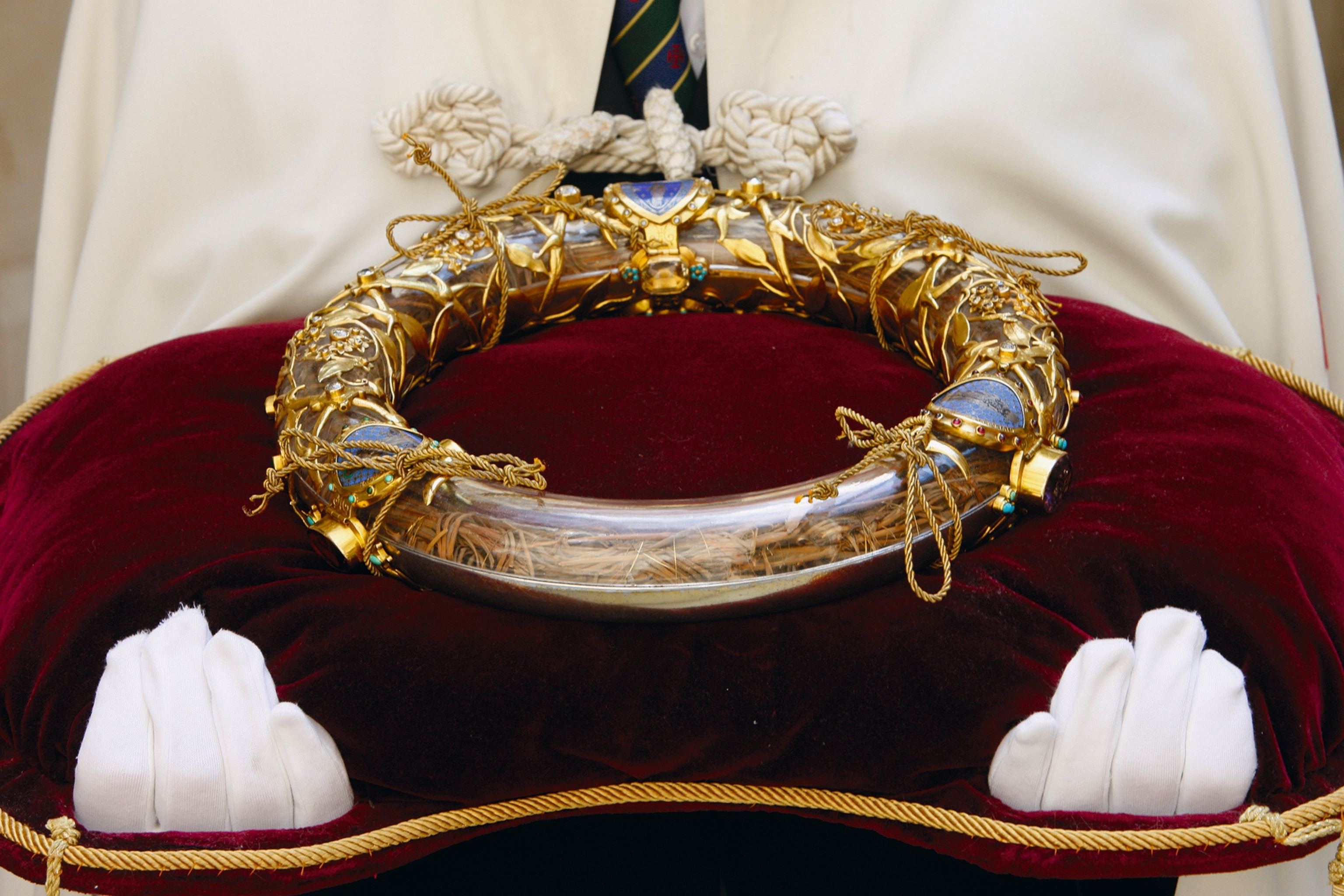 The Crown of Thorns in its 1896 crystal ring at Notre Dame Cathedral, Paris.