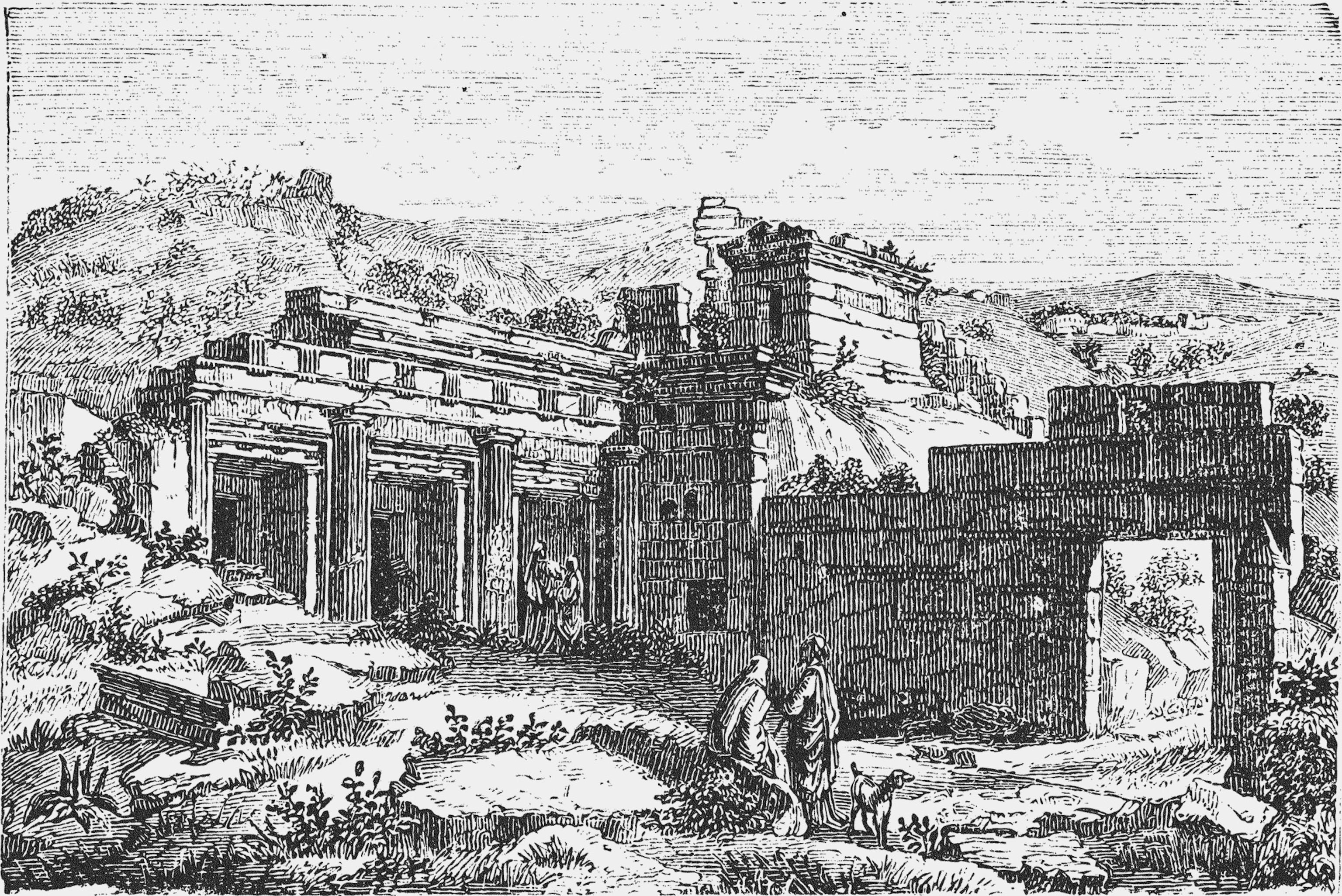 Ancient tombs of Cyrene in an 1856 engraving.