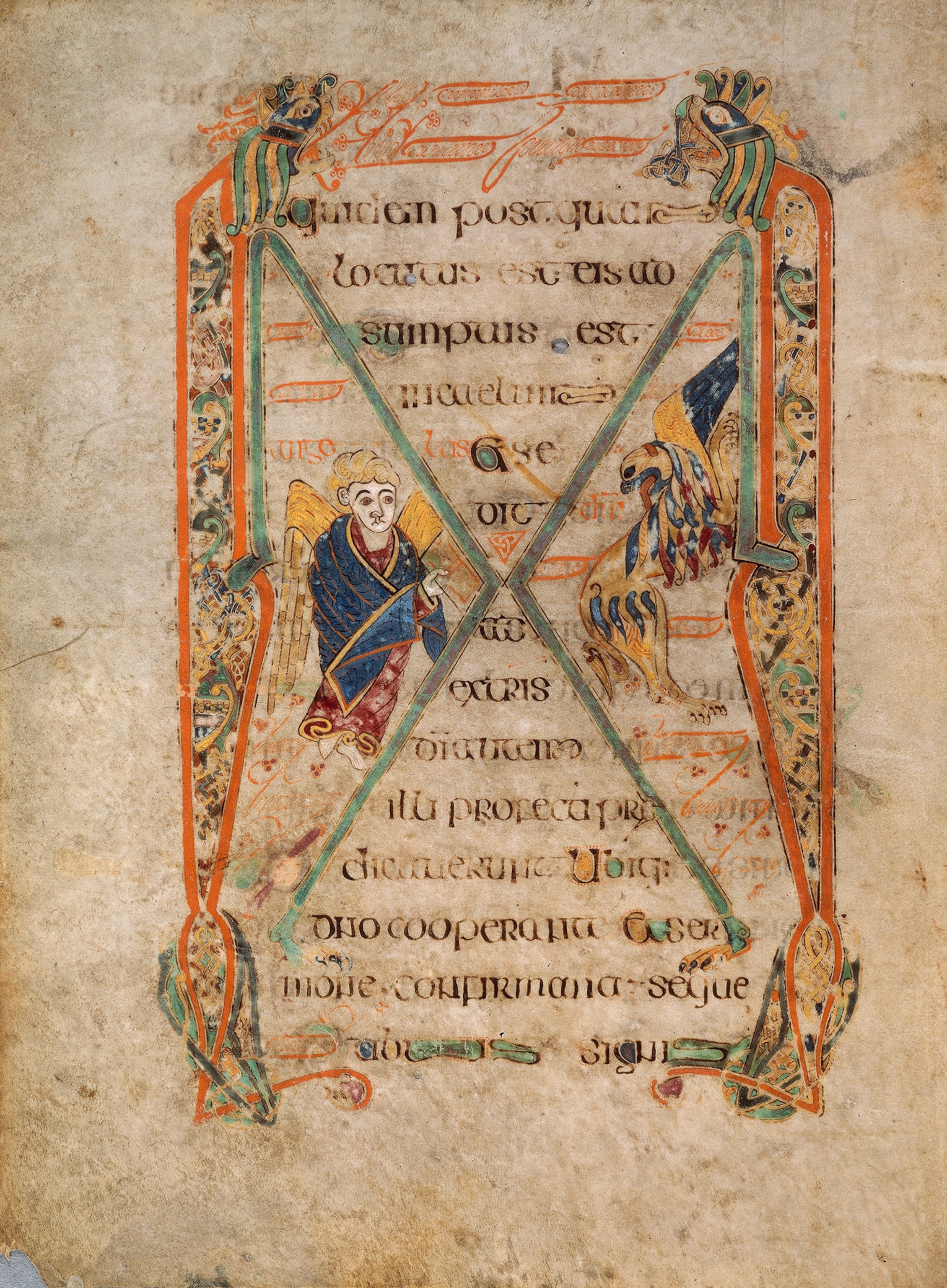 An illustration of a man with wings and another birded animal with wings.