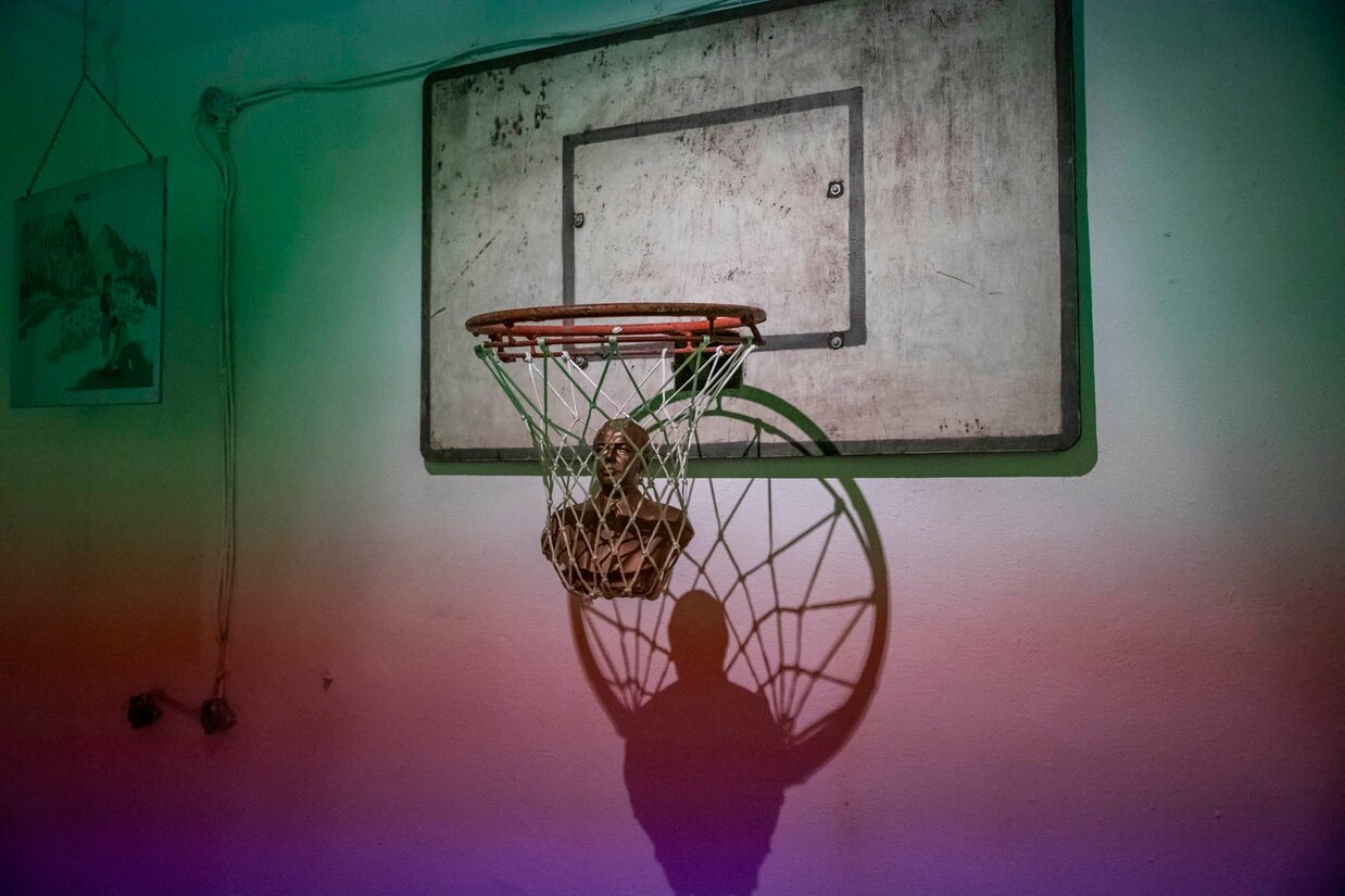 a basketball hoop inside the Bunk’Art 1 museum