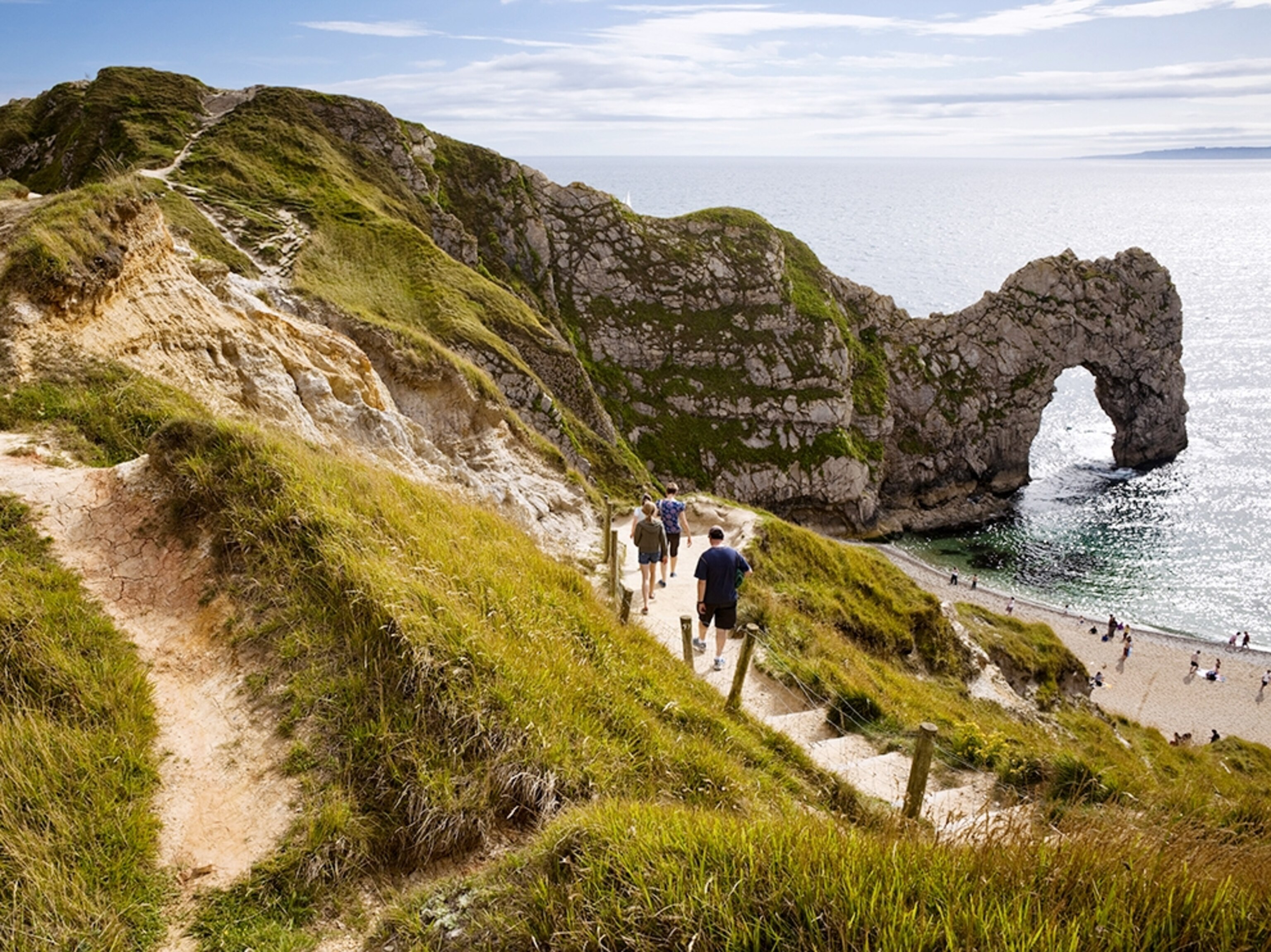 hikers near the Durdle Door, England