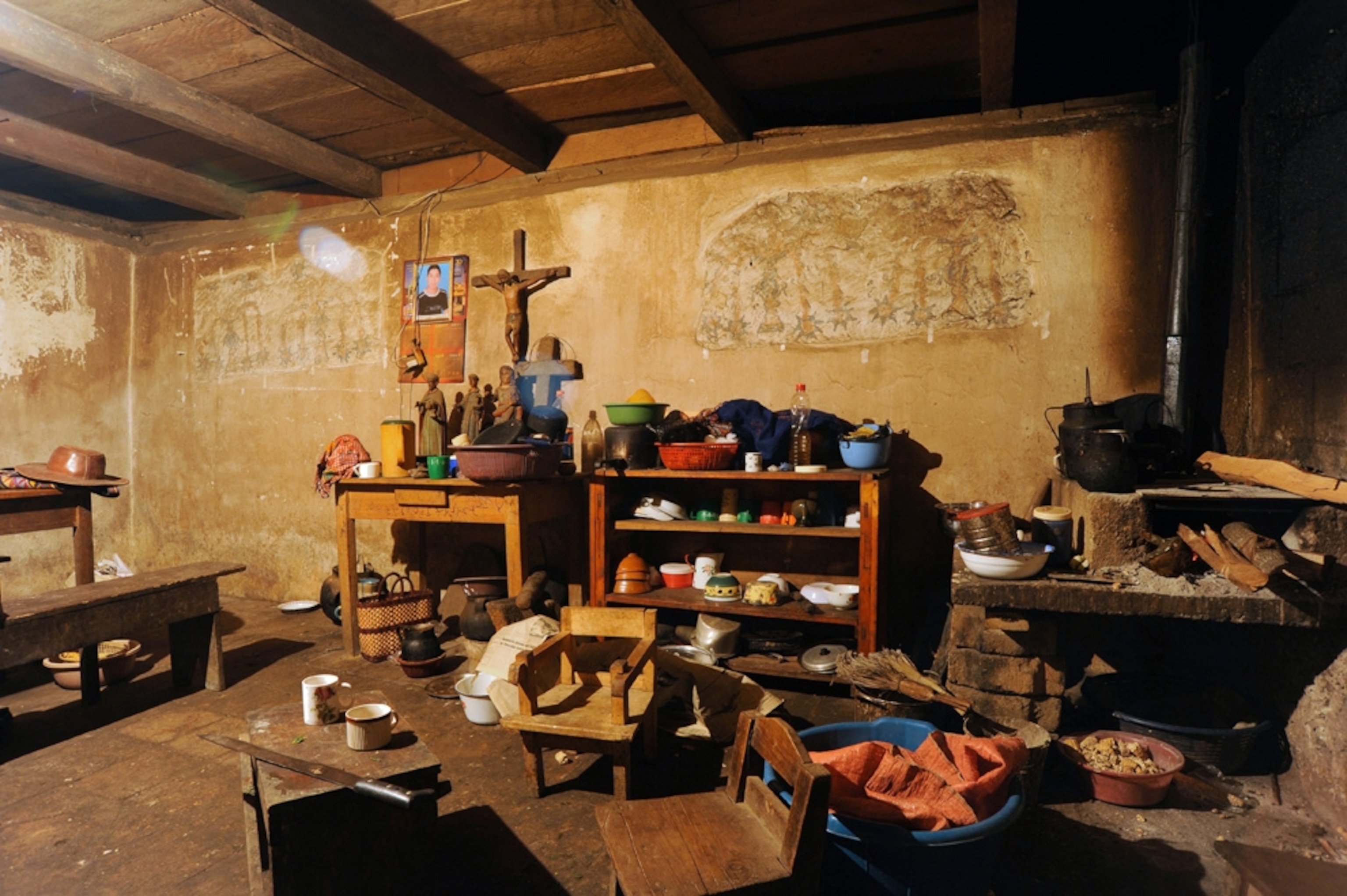 Maya picture - mural found in family kitchen, Guatemala