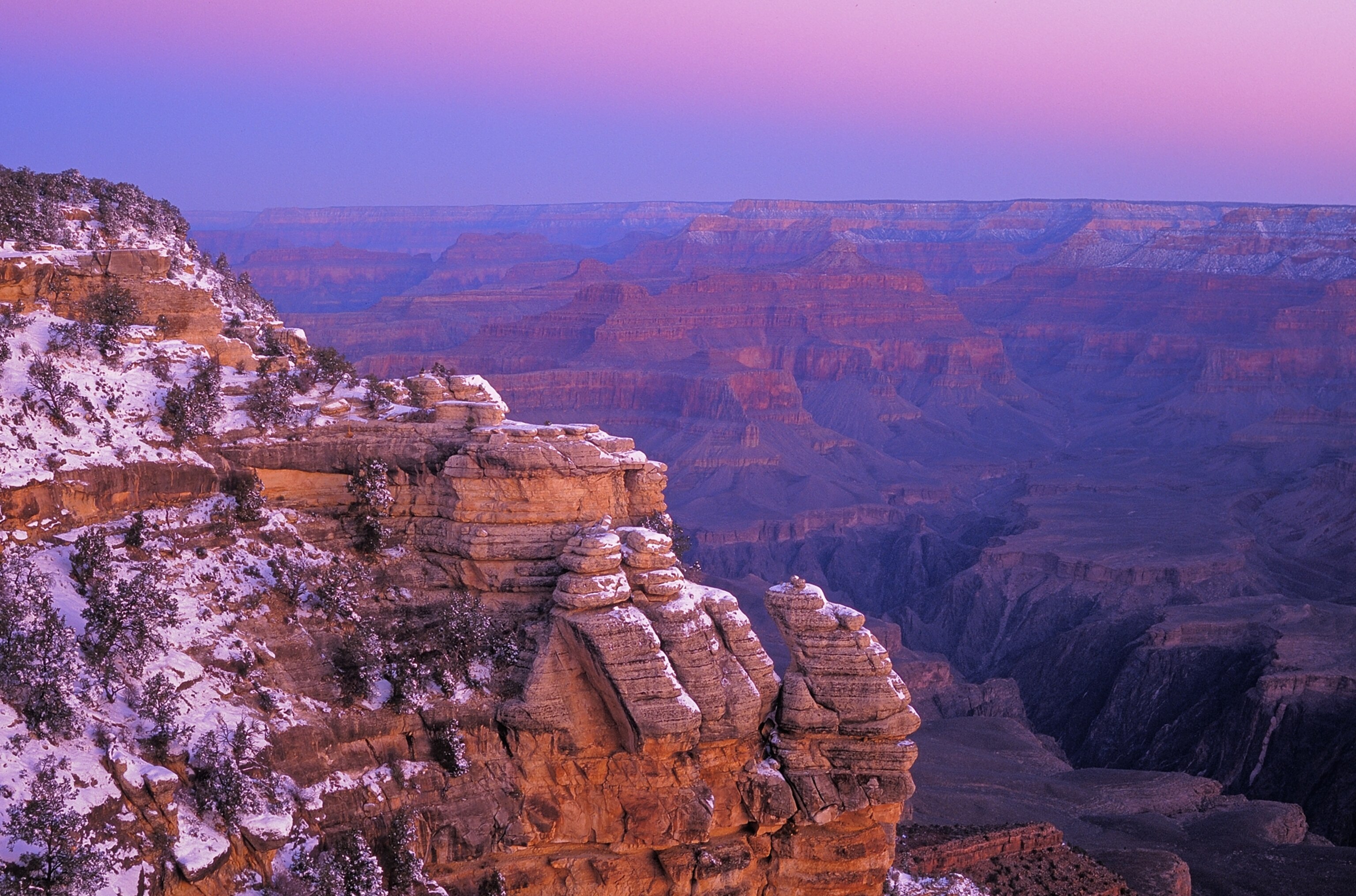 Sunrise at the South Rim of the Grand Canyon.