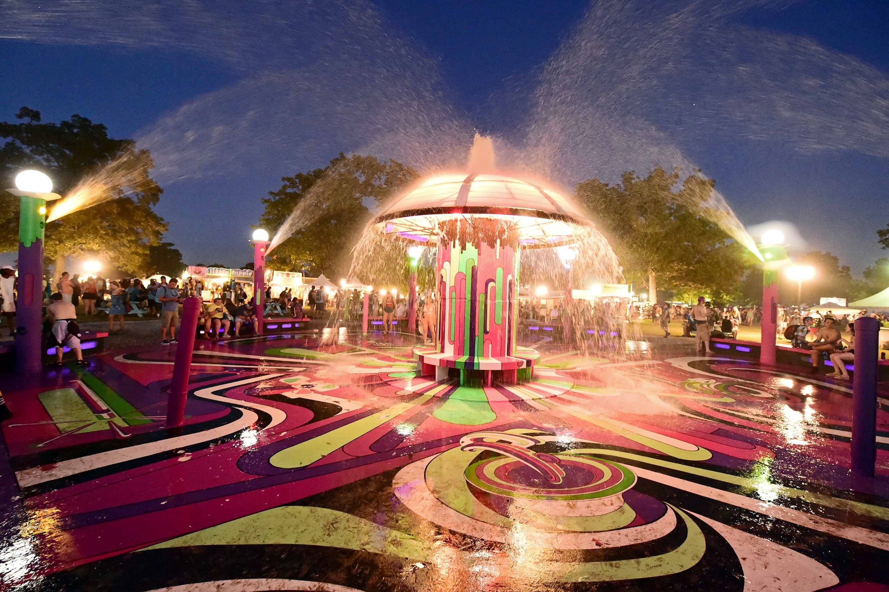 a fountain at Bonnaroo Arts And Music Festival in Manchester, Tennessee