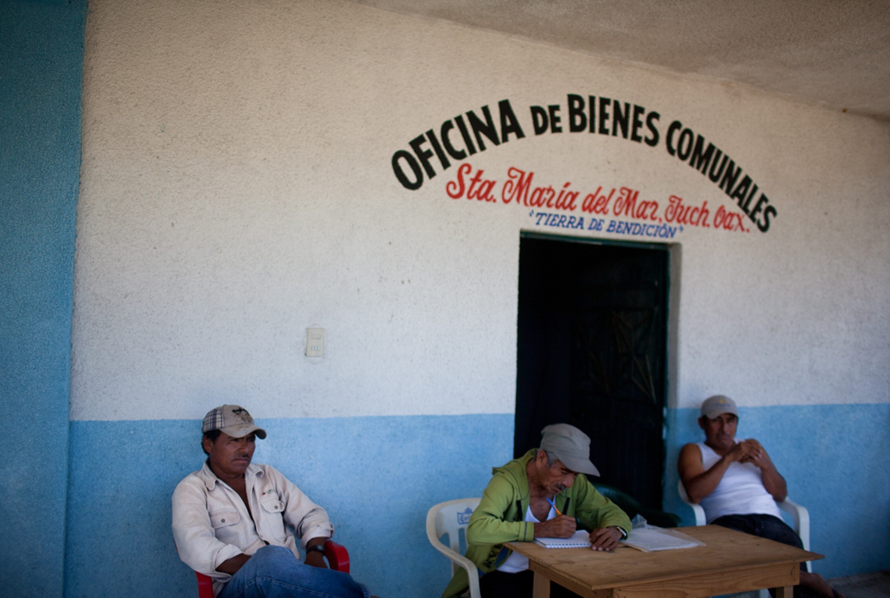 Santa Maria del Mar picture: Three members of the Oficina de Bienes Comunales, or “office of the common good” in Santa Maria del Mar, Mexico