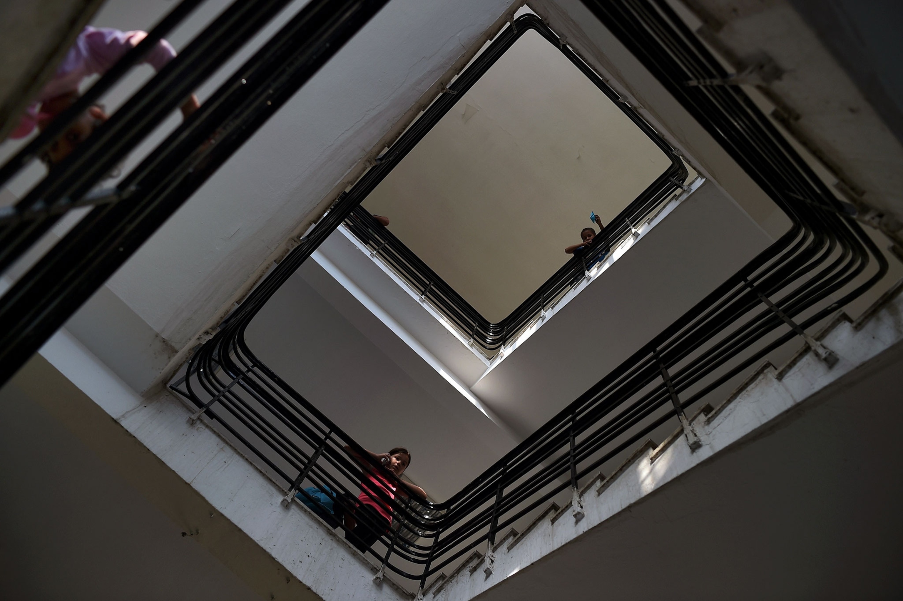 a stairwell in a school in Athens