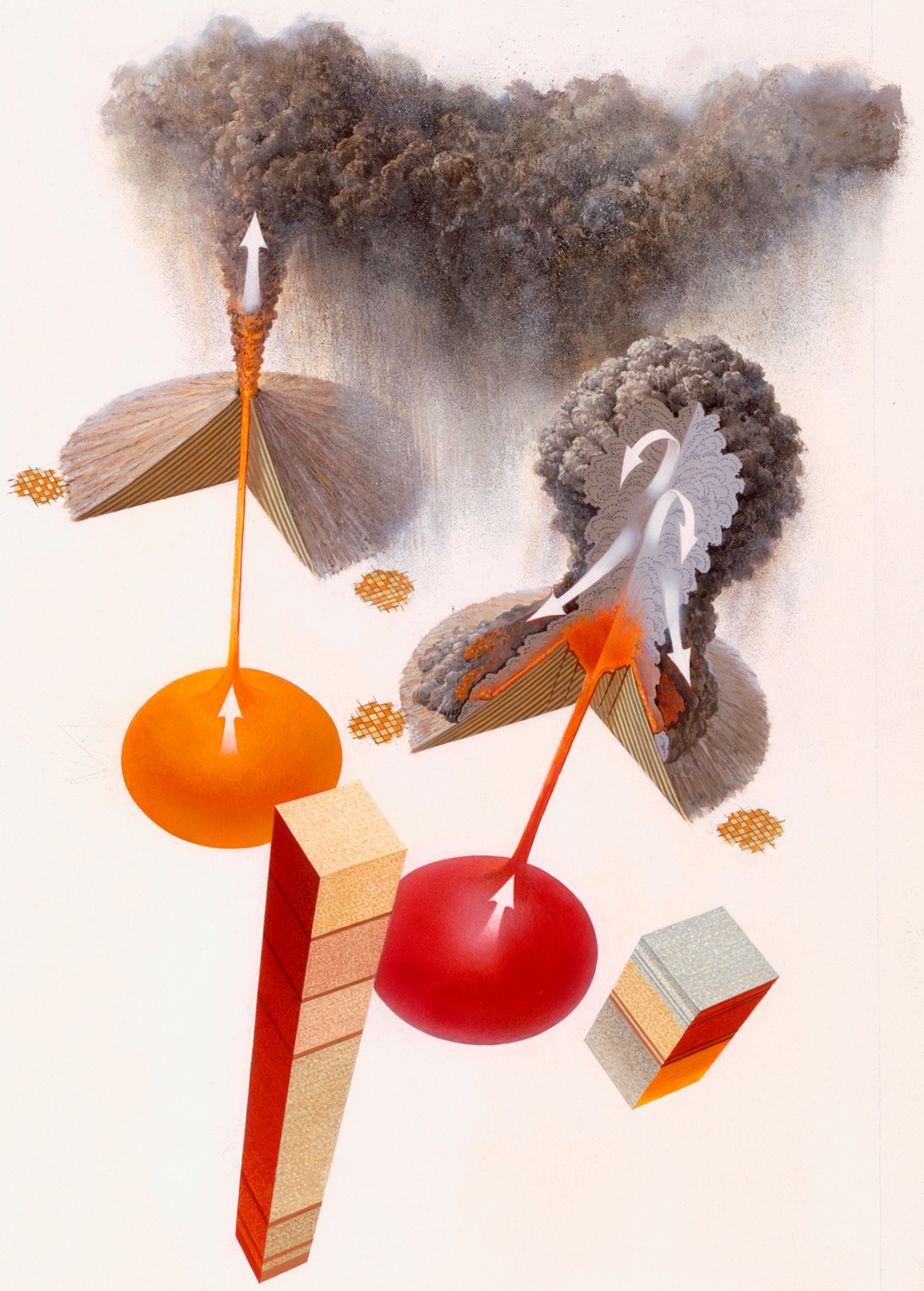 Diagram of debris from Mount Vesuvius' two eruptions.