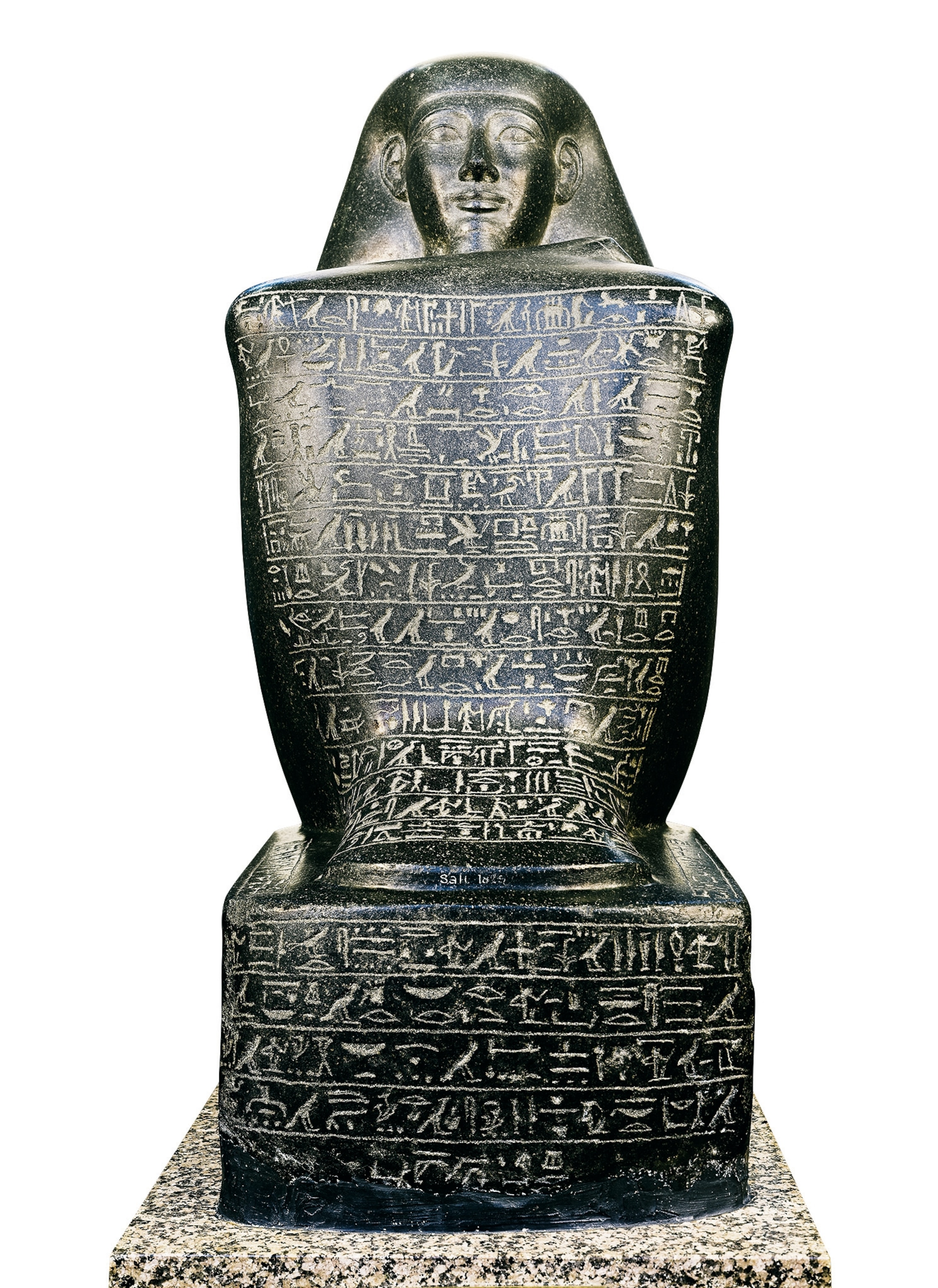 A block statue depicts Sennefer, treasurer during the reigns of Hatshepsut and Thutmose III.