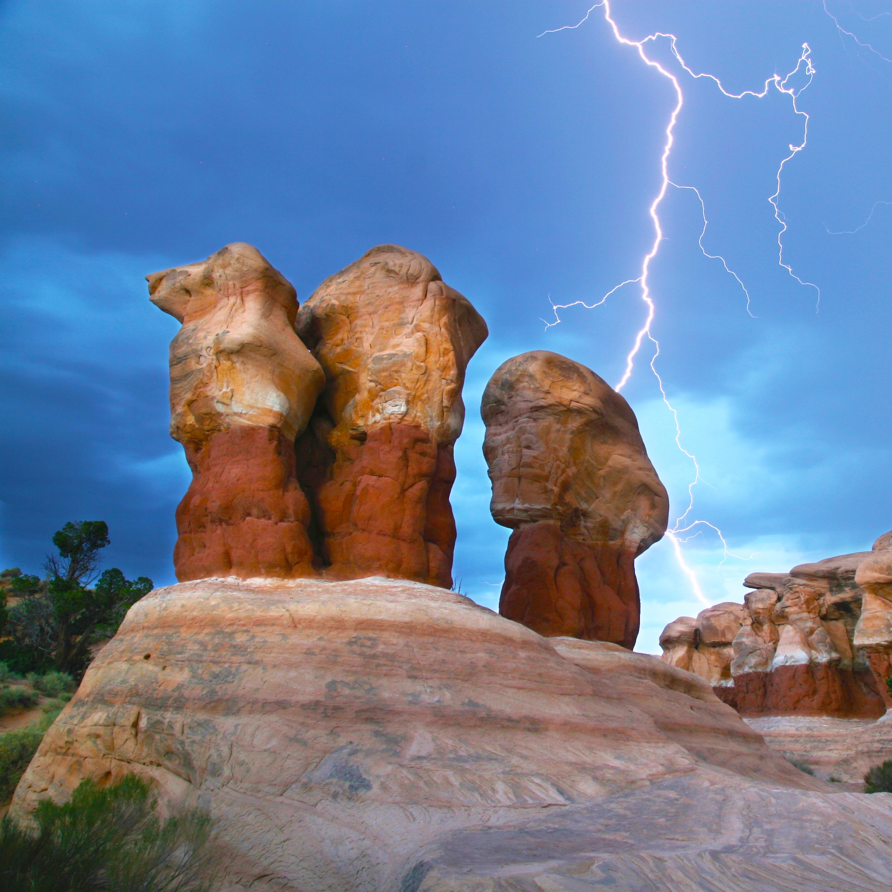 lightning striking at Grand Staircase Escalante National Monument, Utah