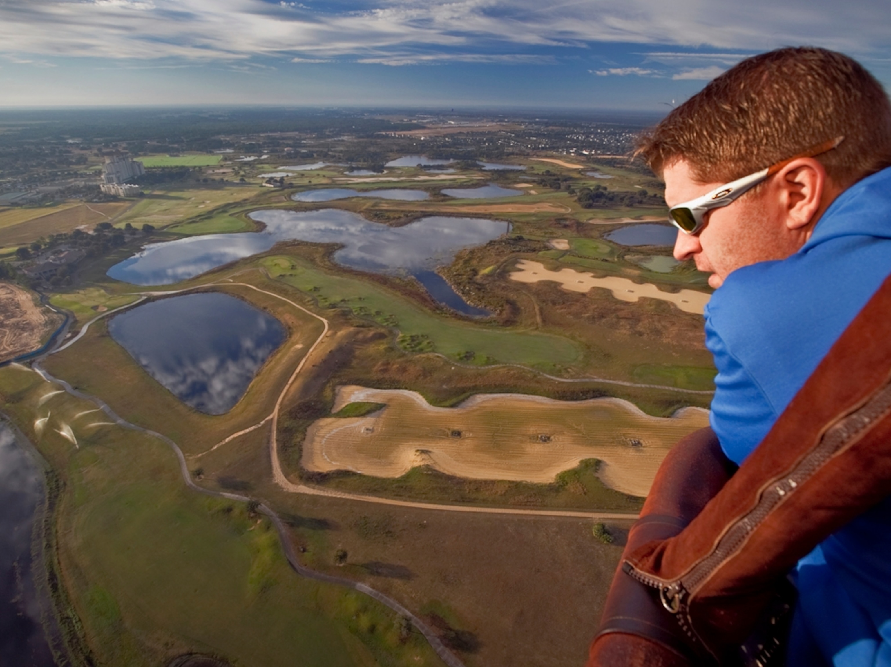 man in hot-air balloon over Central Florida