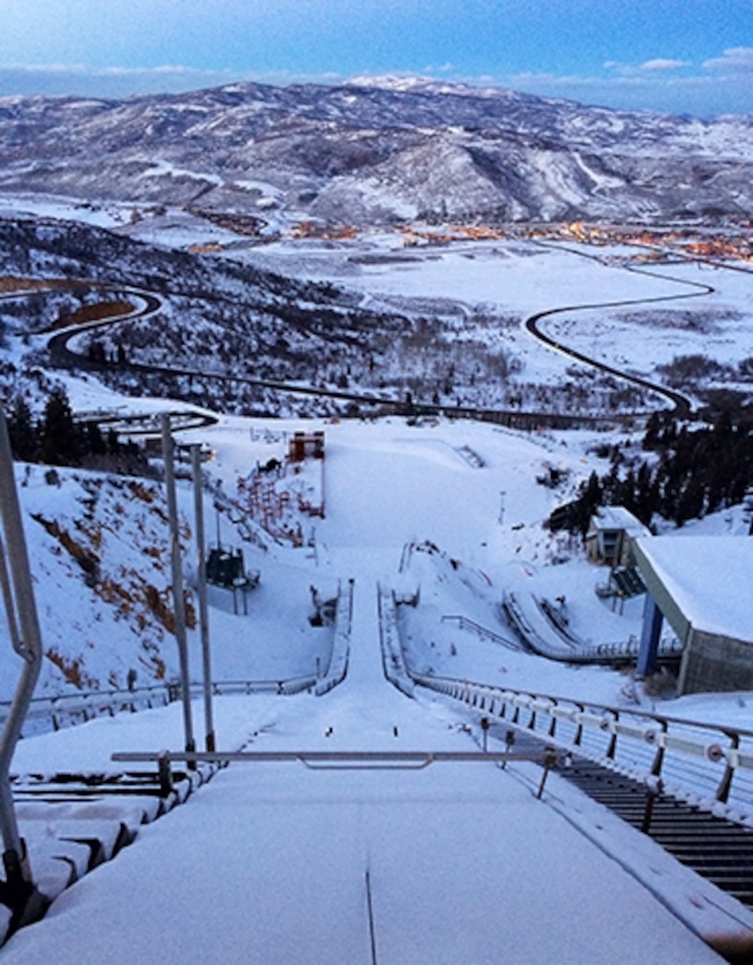 The view from the top of the Nordic ski jump at Utah Olympic Park  (Photograph by Rainer Jenss)