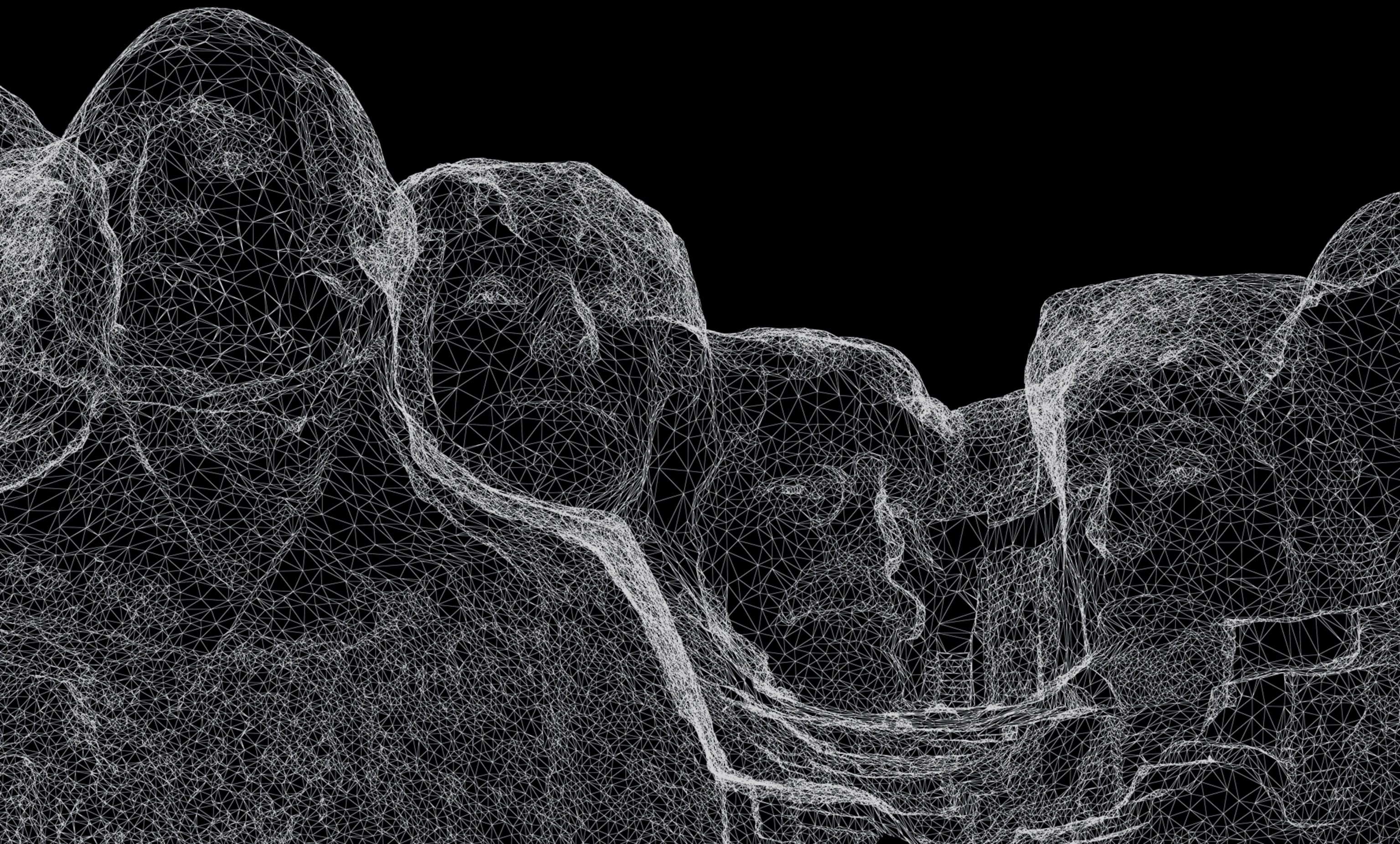a triangulated surface mesh covering Mount Rushmore
