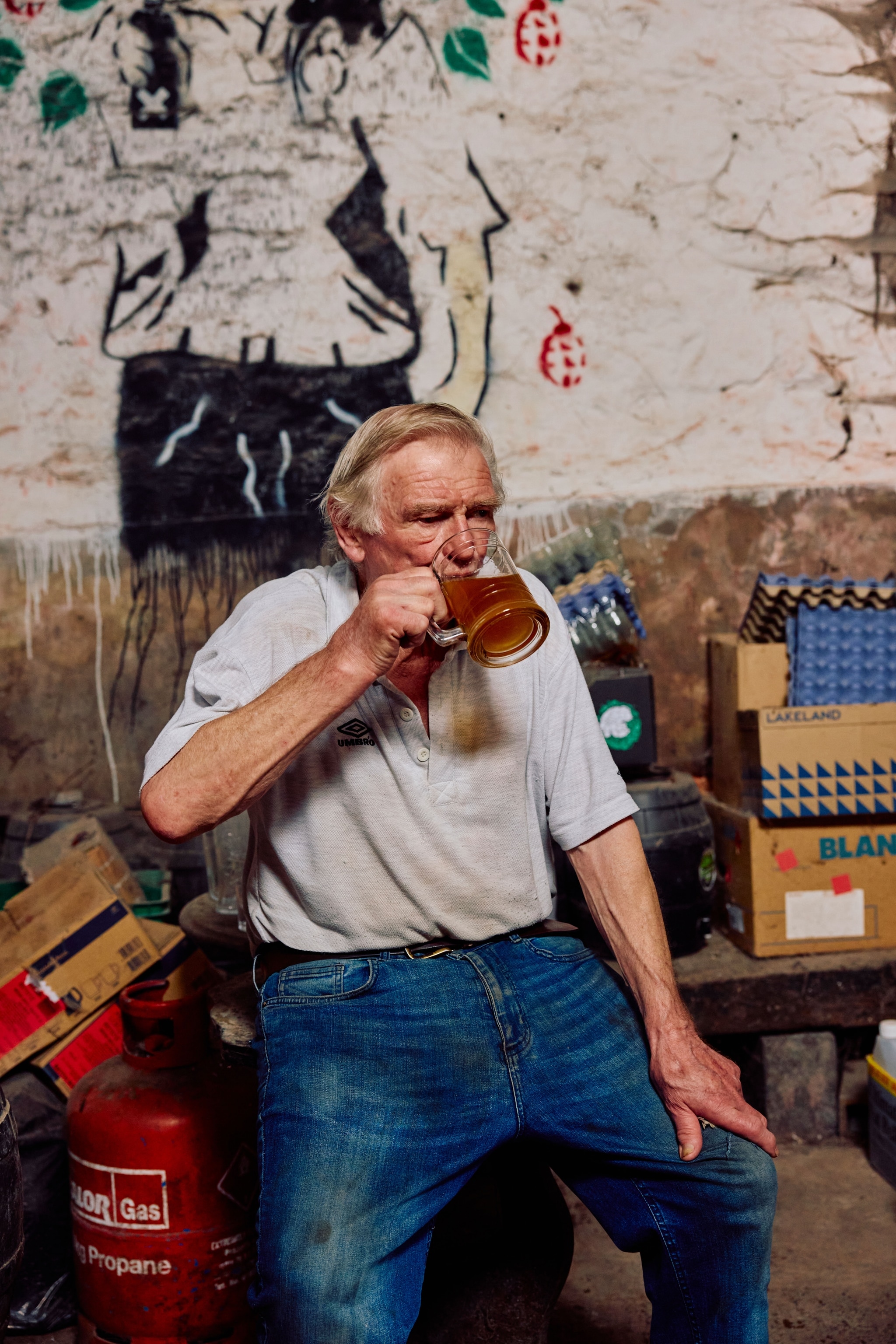 Man drinking cider