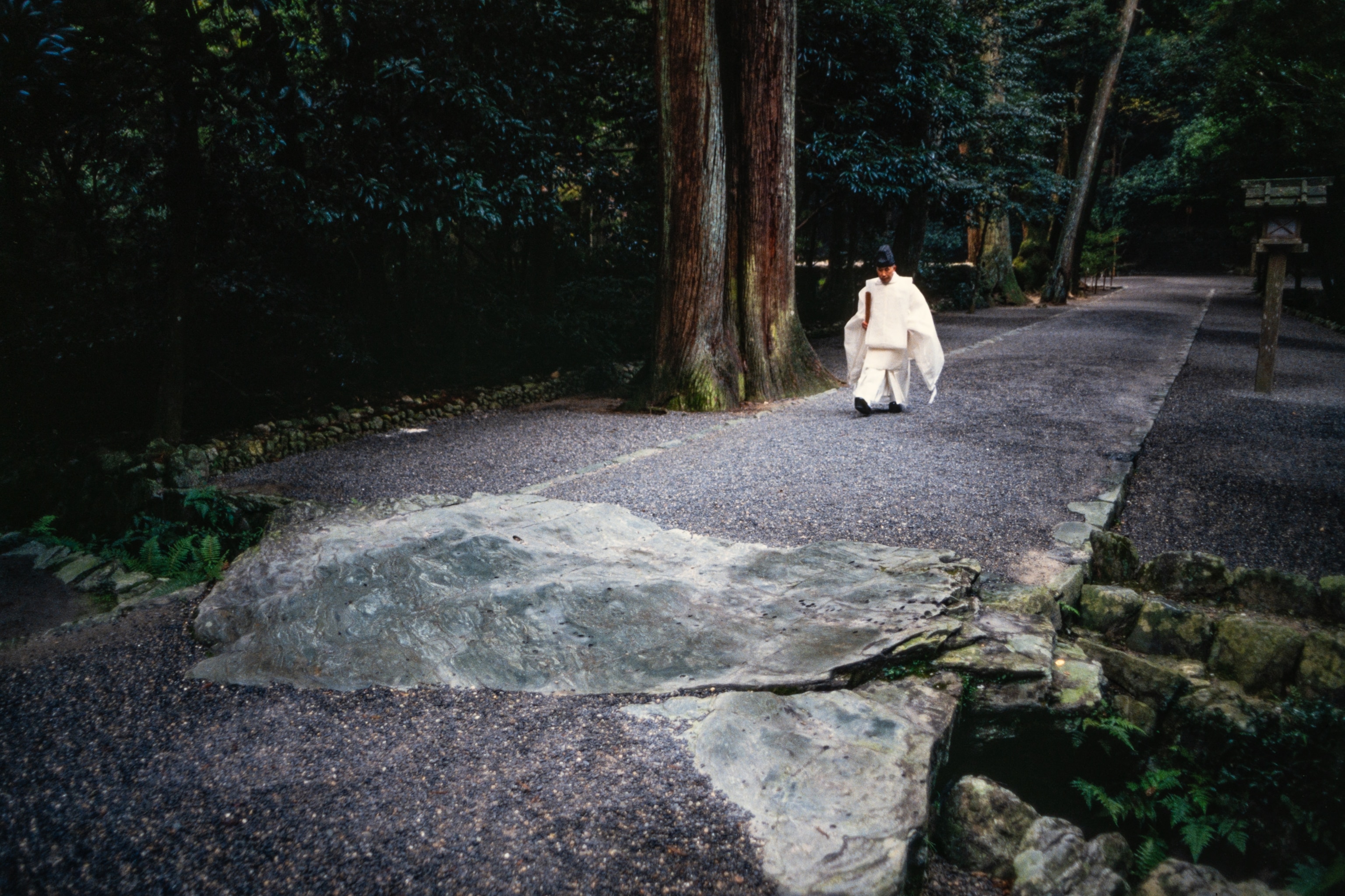 Image of the Ise Grand Shrine, at the inner shrine called Naiku, in Ise, Japan, November, 1988.