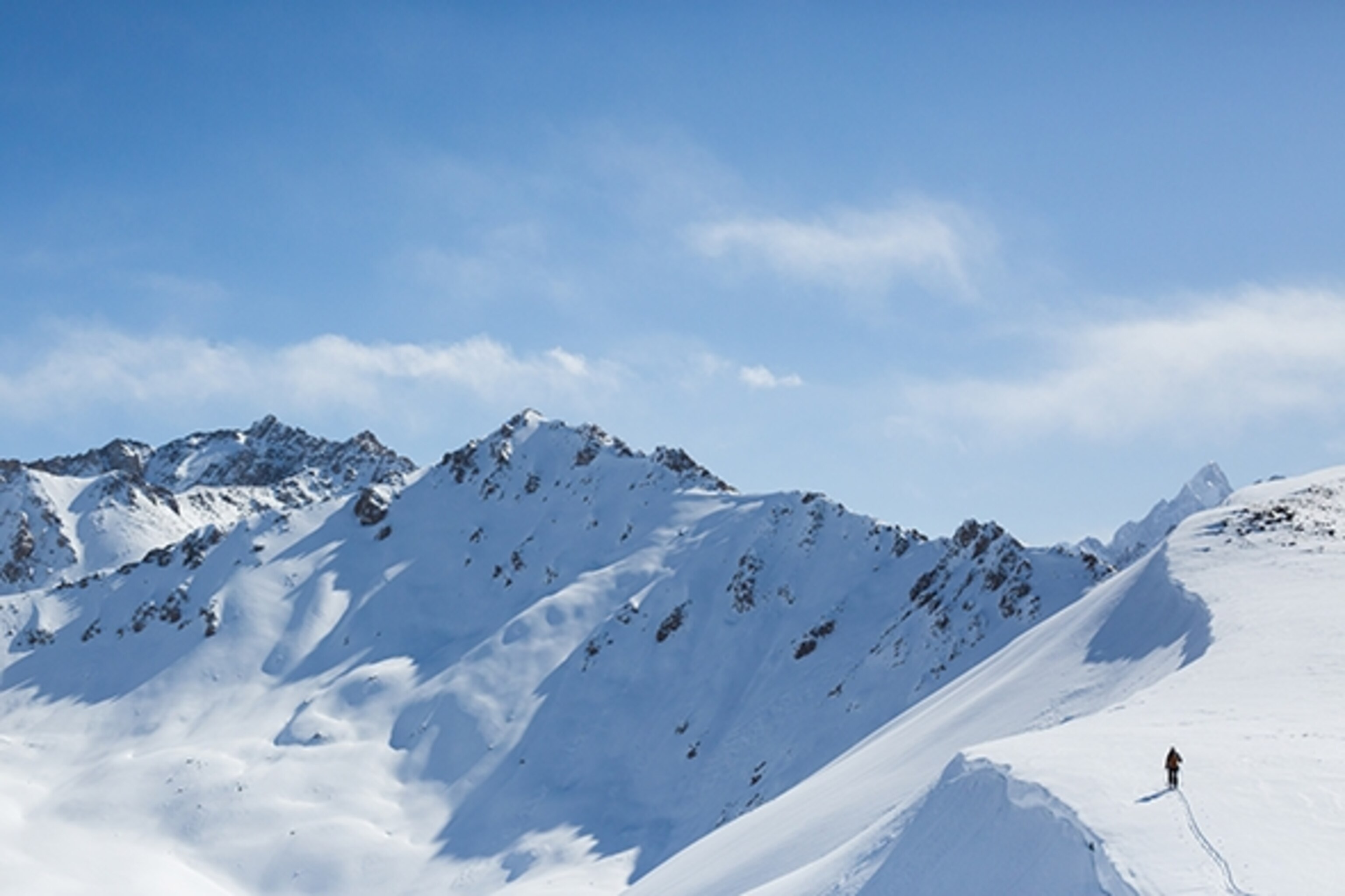 Kitt Redhead treads lightly towards our first ski objective “Yurtzee”, named after the locals favorite dice game, which is played nightly in the cooks yurt.
