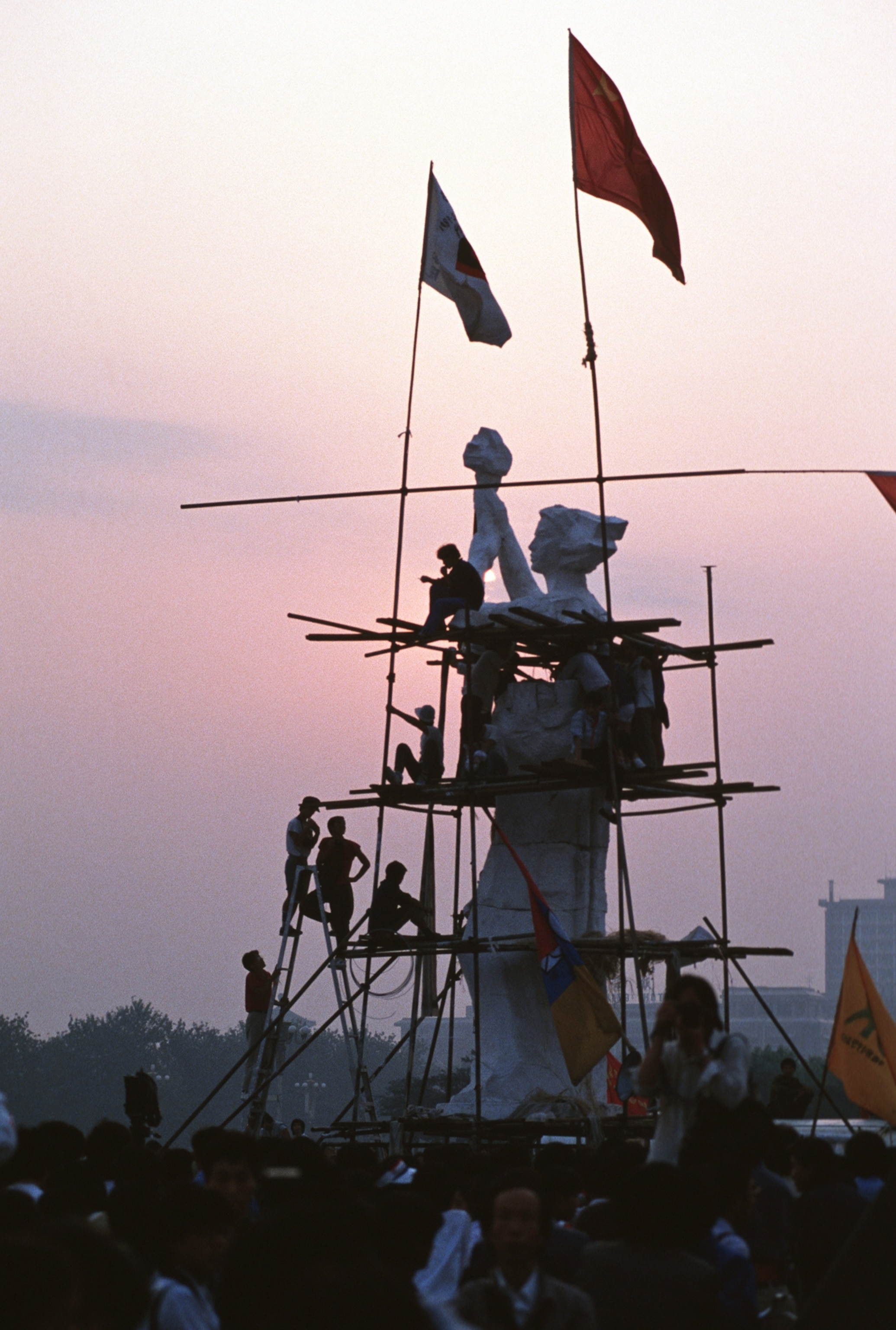 the Tiananmen Square on June 2, 1989 crowded with Chinese people demanding democracy.