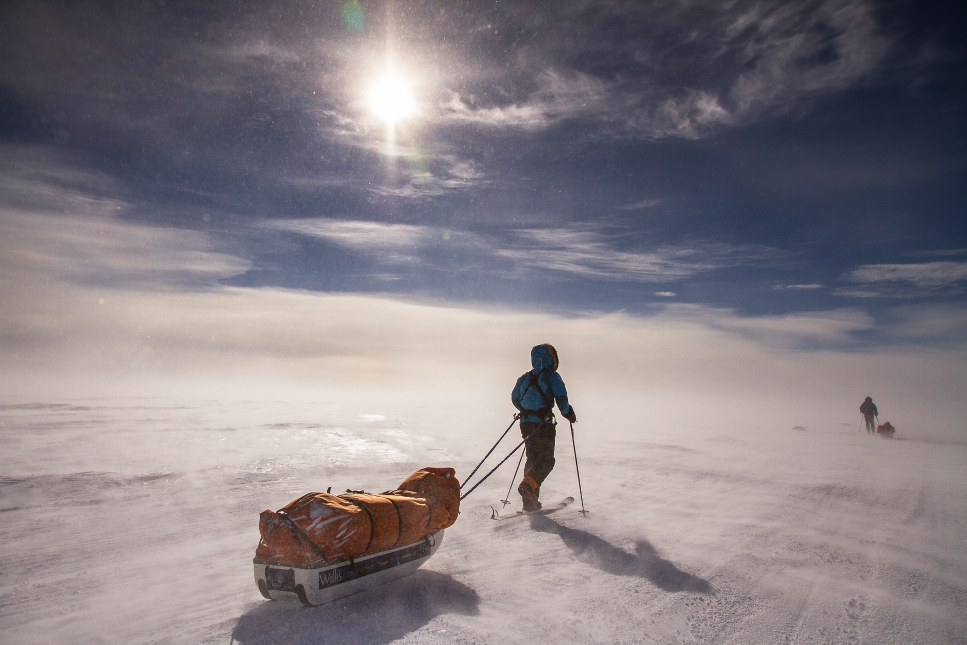 Parker and Doug making their way across the Antarctic Plateau.