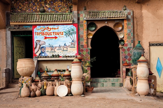 A famous sign in Tamgrout, Morocco, reflects the historic reach of Mali&rsquo;s city of trade and learning.