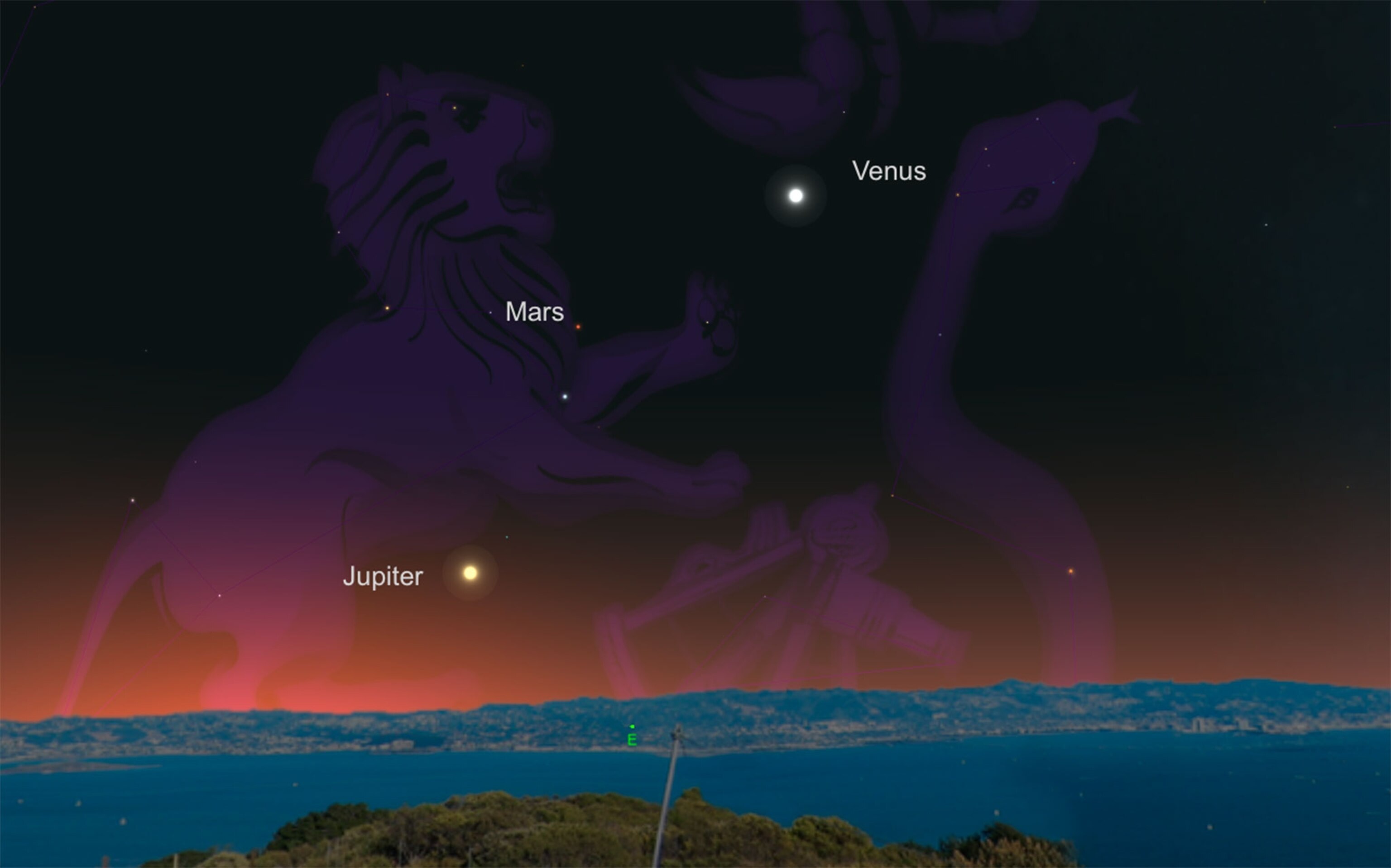 largest planet in the solar system will be hanging below Mars and Venus at dawn