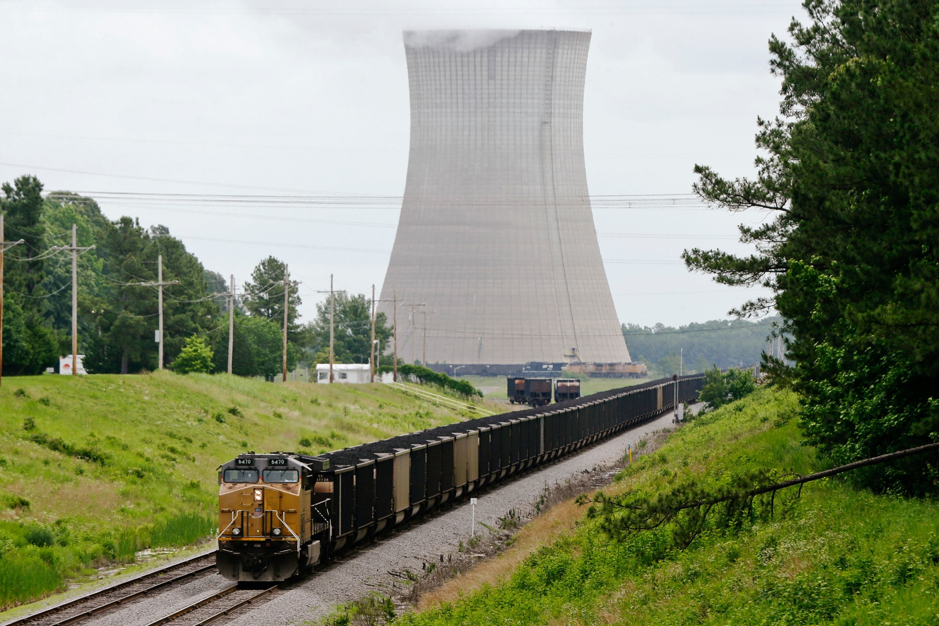 a coal train in Arkansas near the White Bluff power plant.