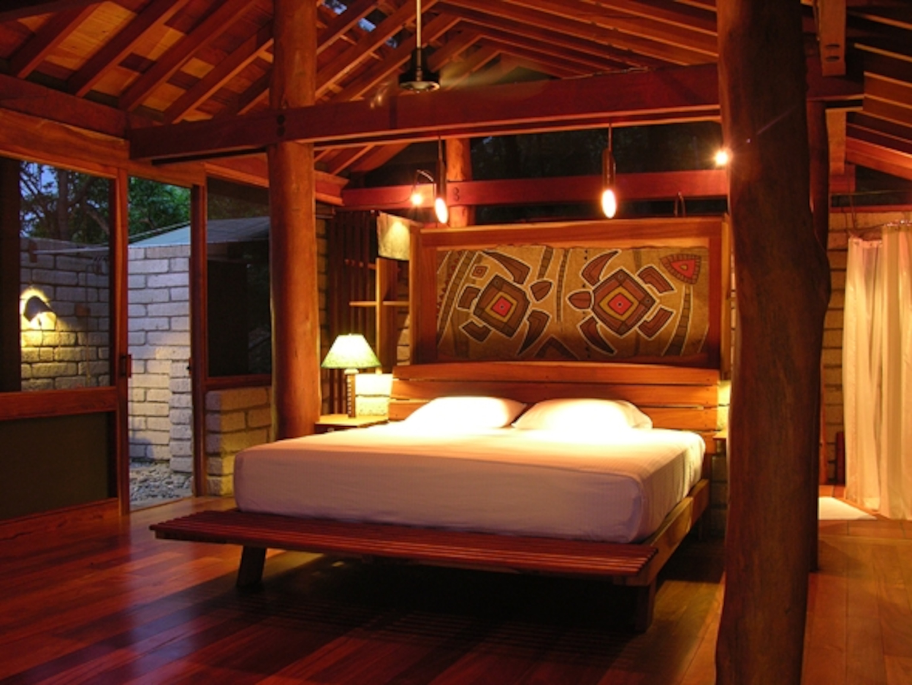 Inside one of the open-sided bungalows. (Photograph courtesy Morgan's Rock)